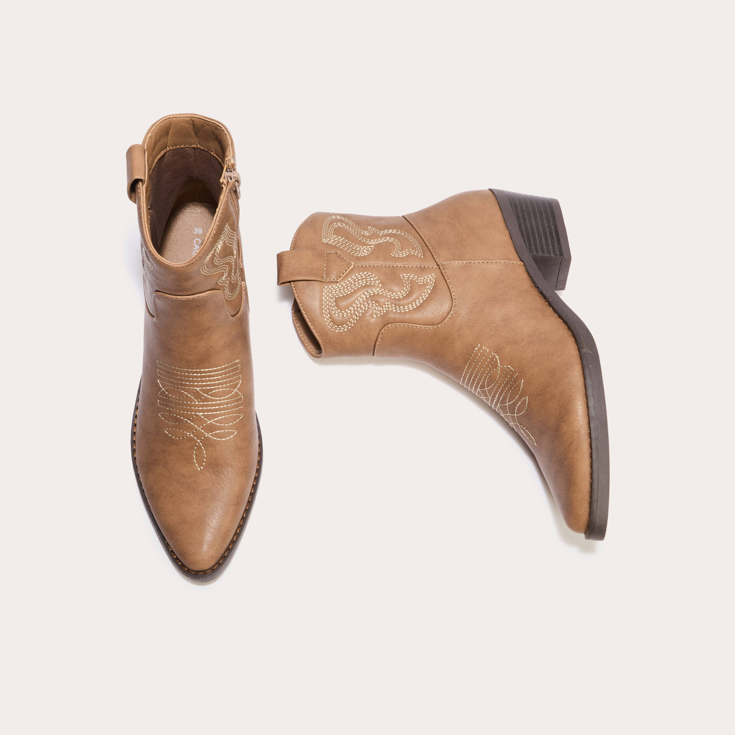 Bottines western marron clair femme