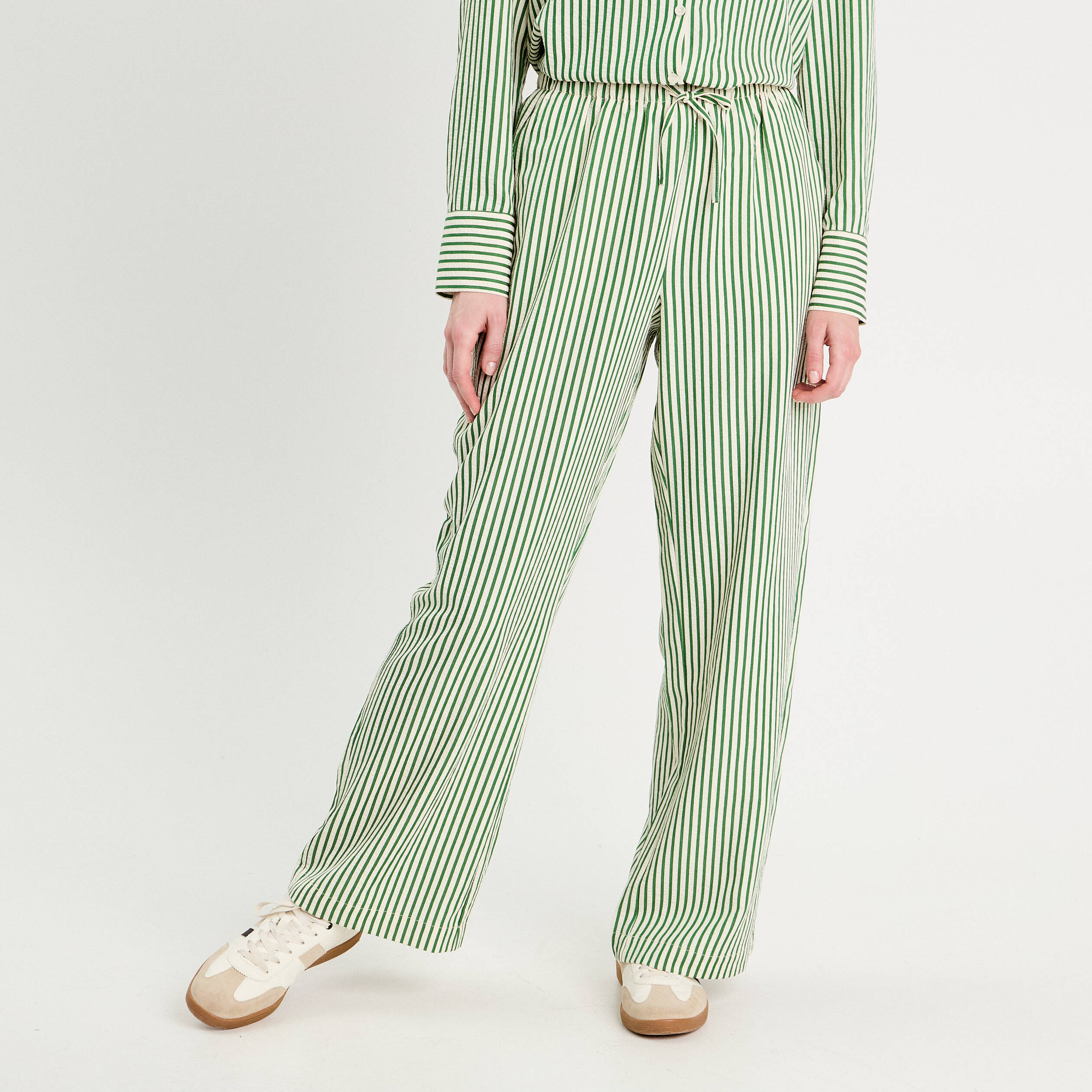Pantalon large vert fluo femme