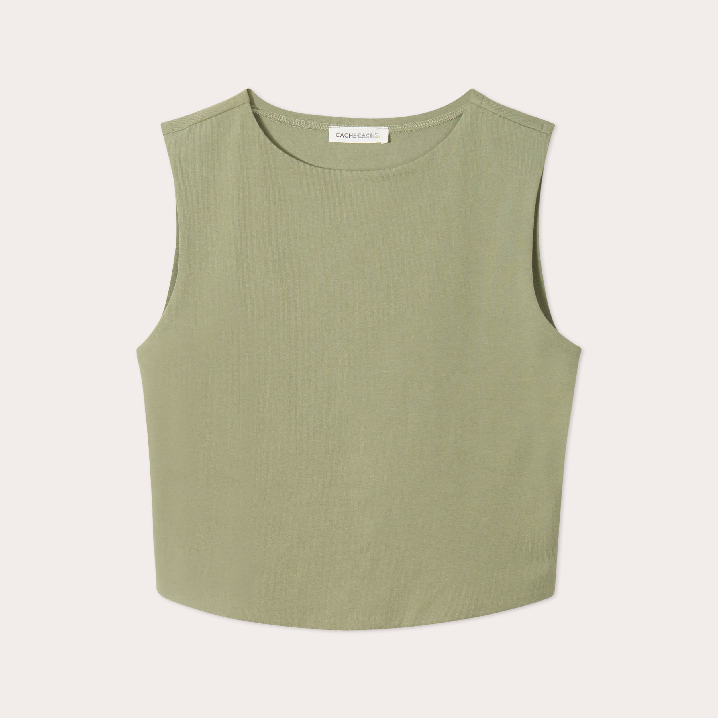 Débardeur cropped vert kaki femme