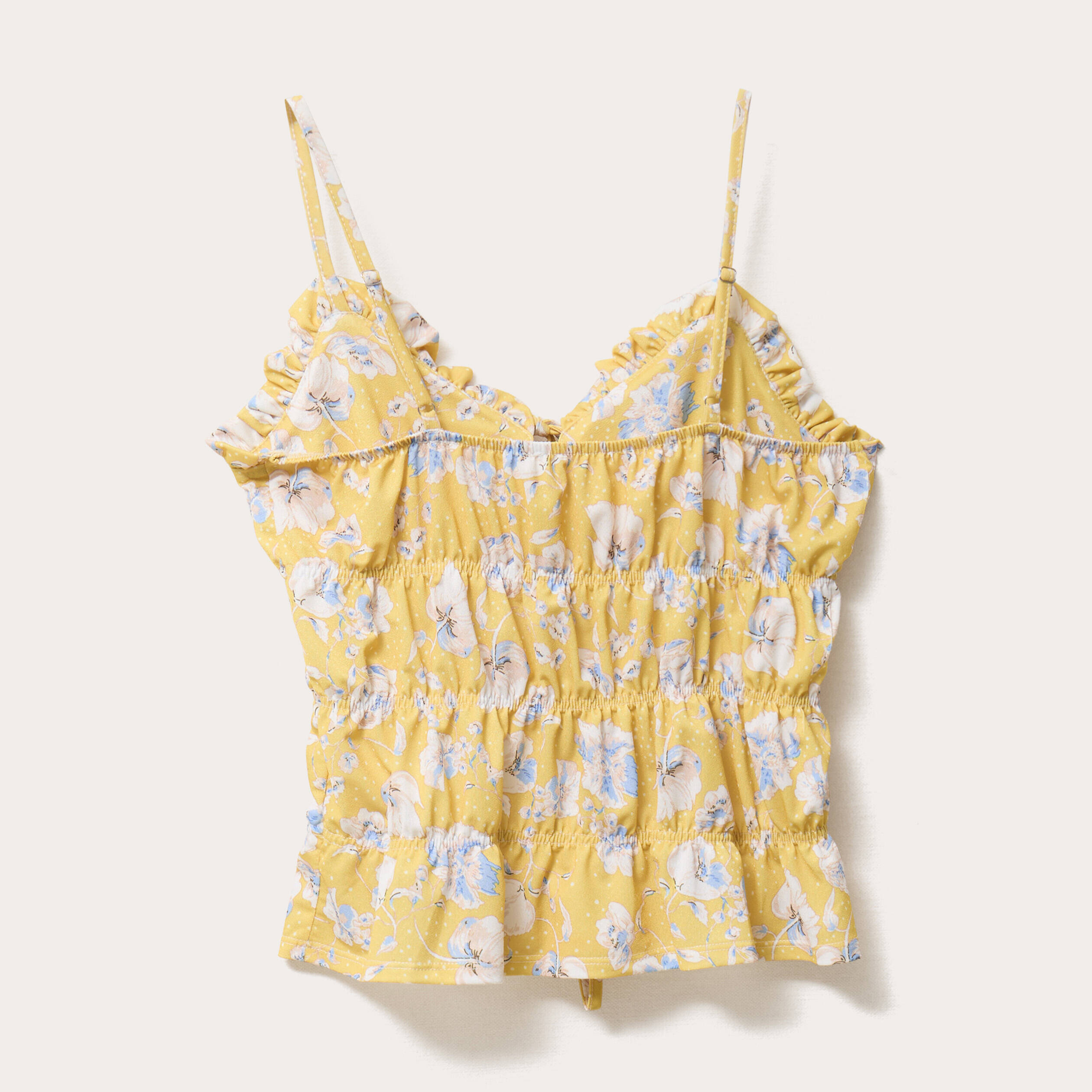 blouse bretelles fines noeuds jaune clair femme Blouse bretelles fines noeuds jaune clair femme