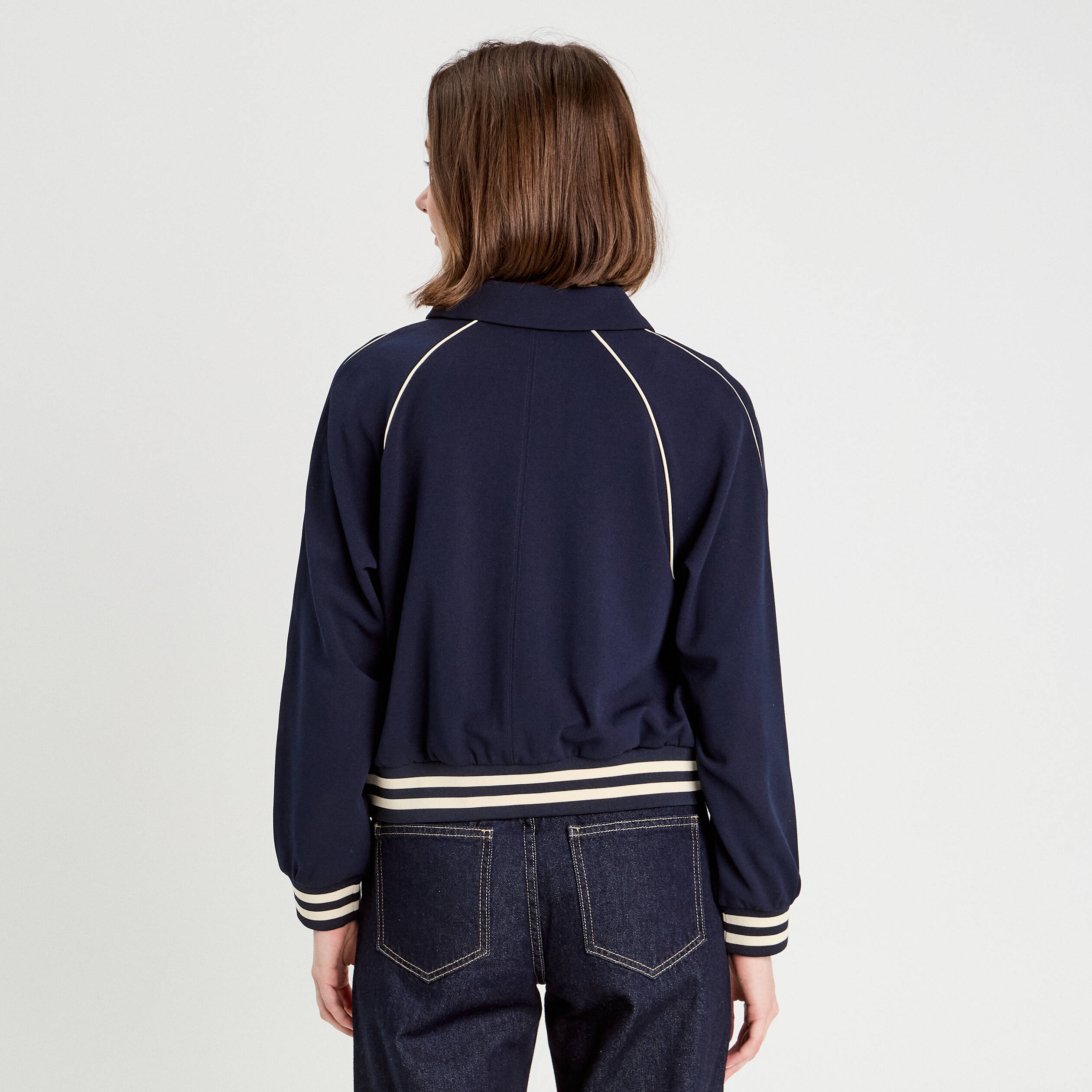 sweat zippe manches longues bleu marine femme Sweat zippé manches longues bleu marine femme