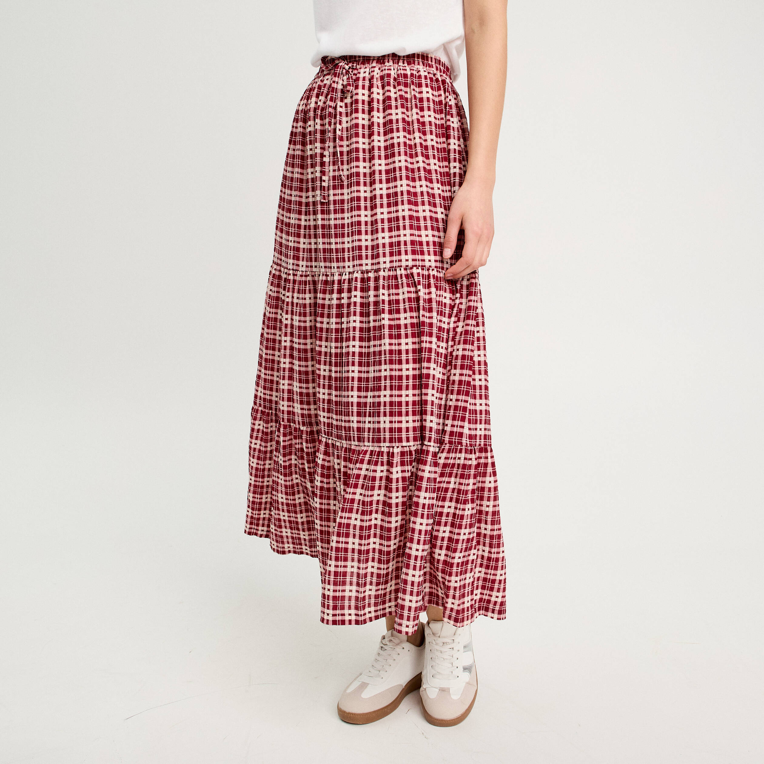jupe longue trapeze bordeaux femme Jupe longue trapèze bordeaux femme