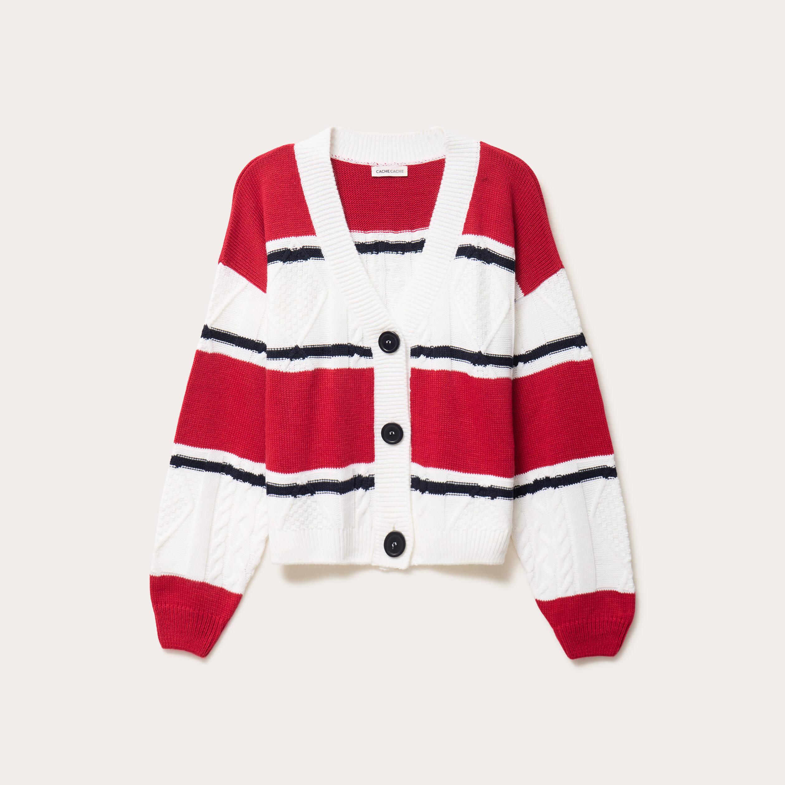 Cardigan côtelé manches longues - Femme