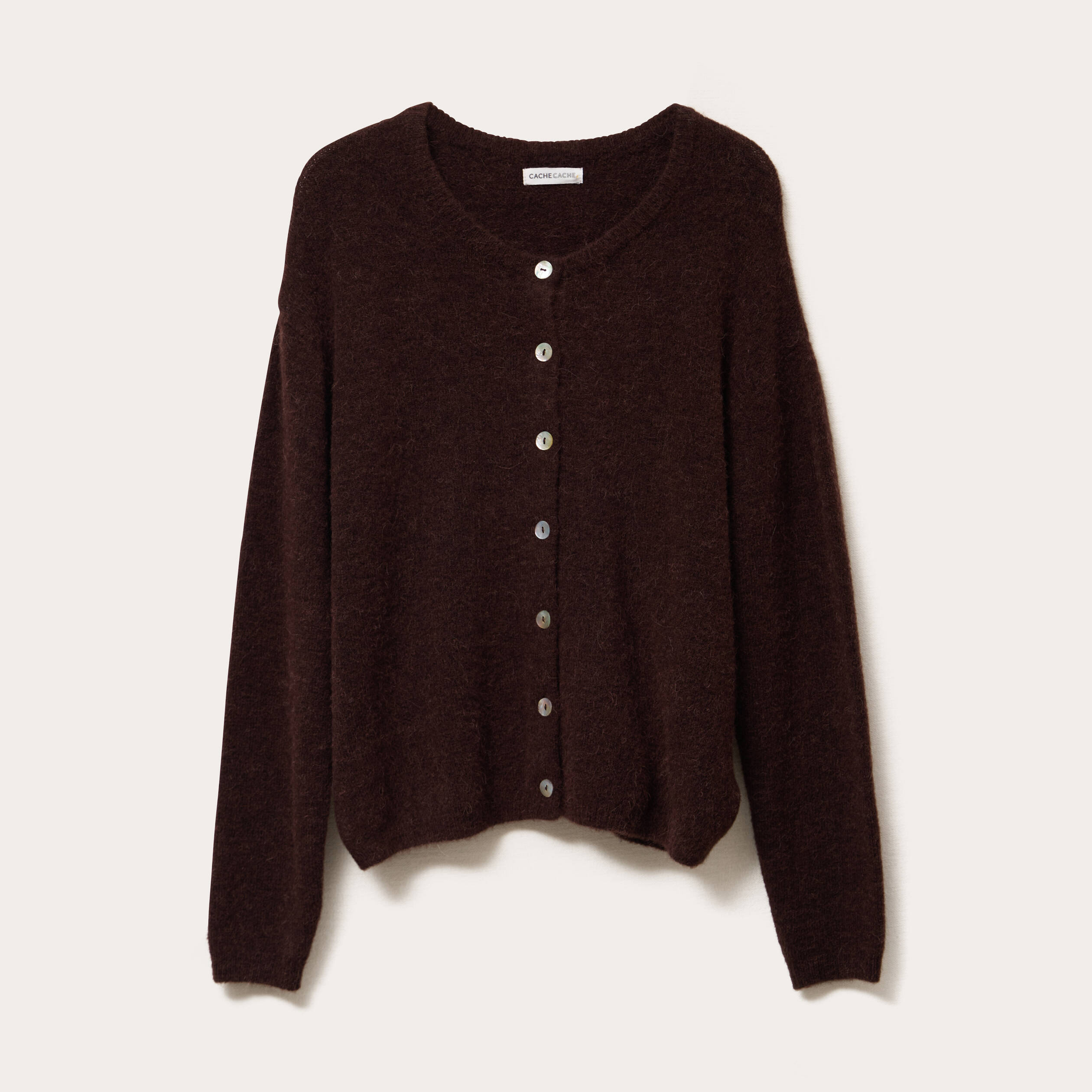 Gilet manches longues marron fonc&eacute; femme