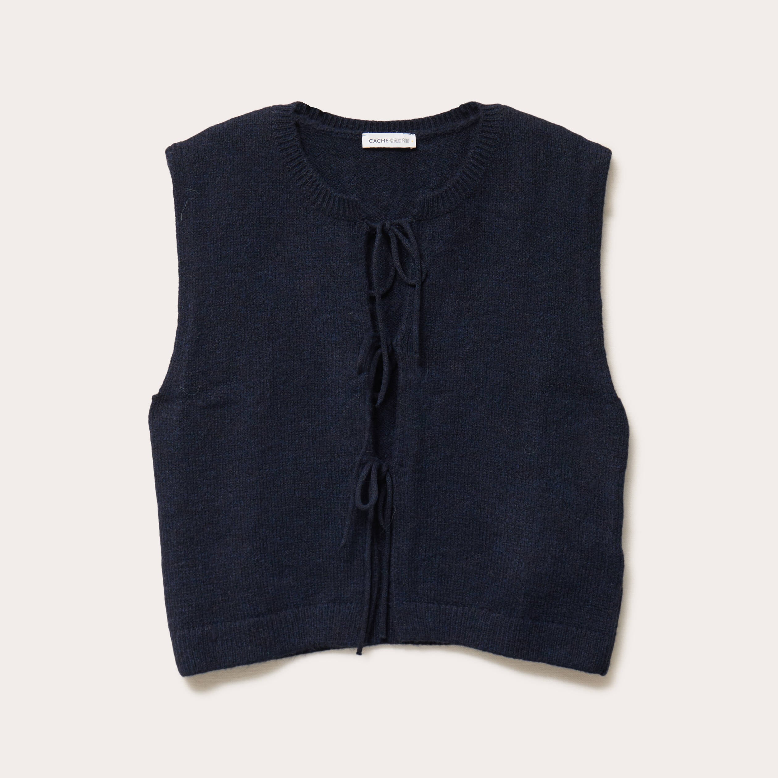 Gilet sans manches nou&eacute; bleu marine femme