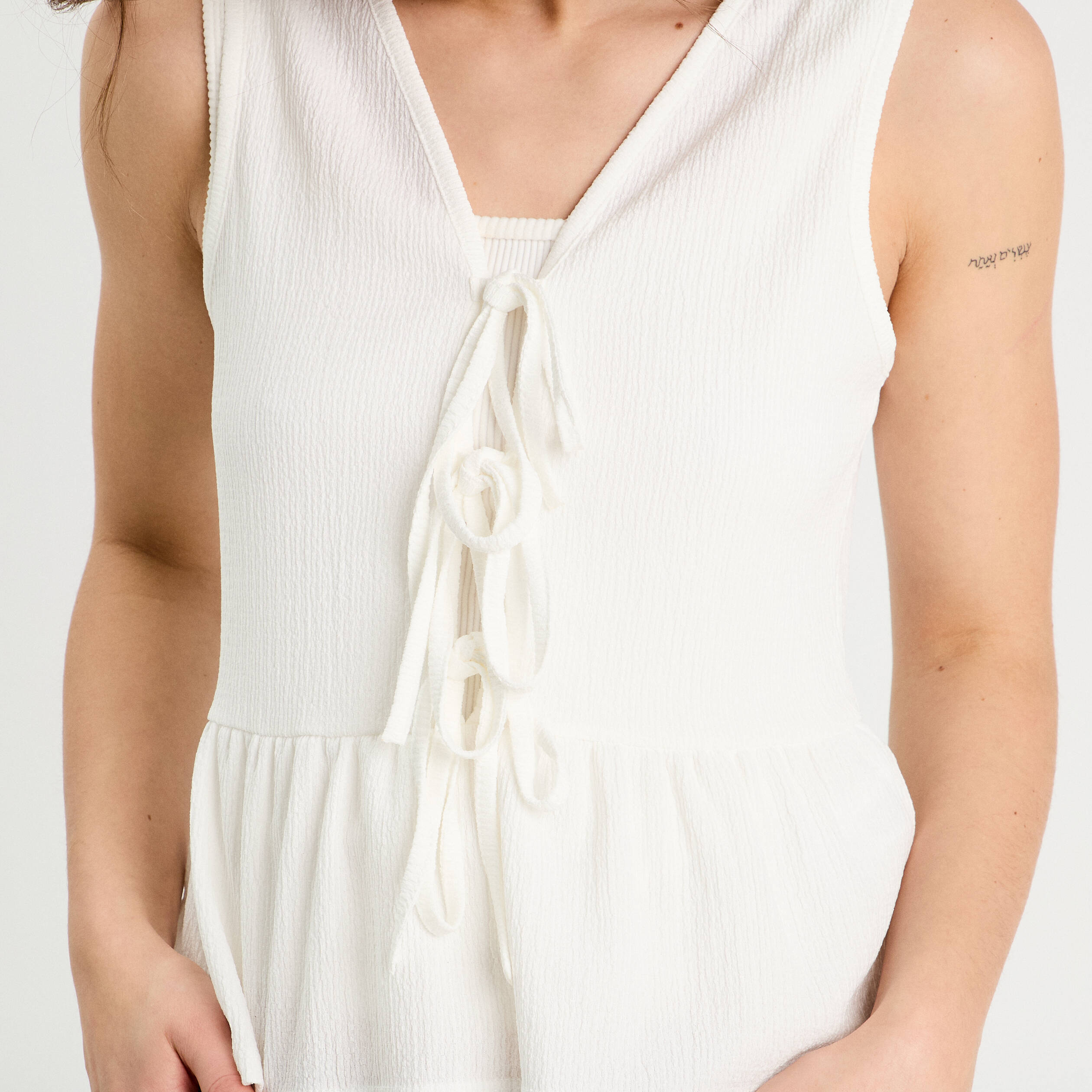 Blouse nou&eacute;e ecru femme