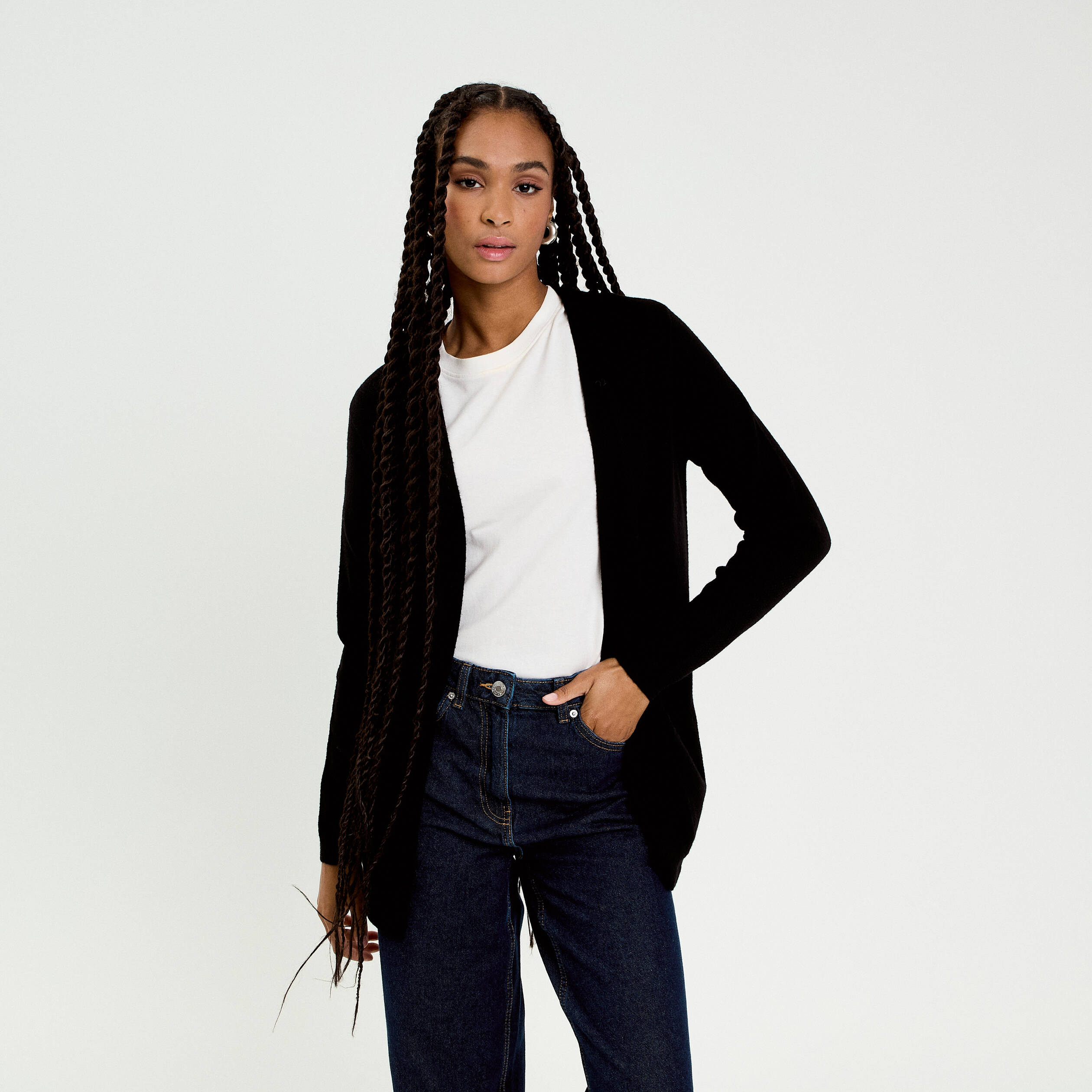 Gilet manches longues noir femme