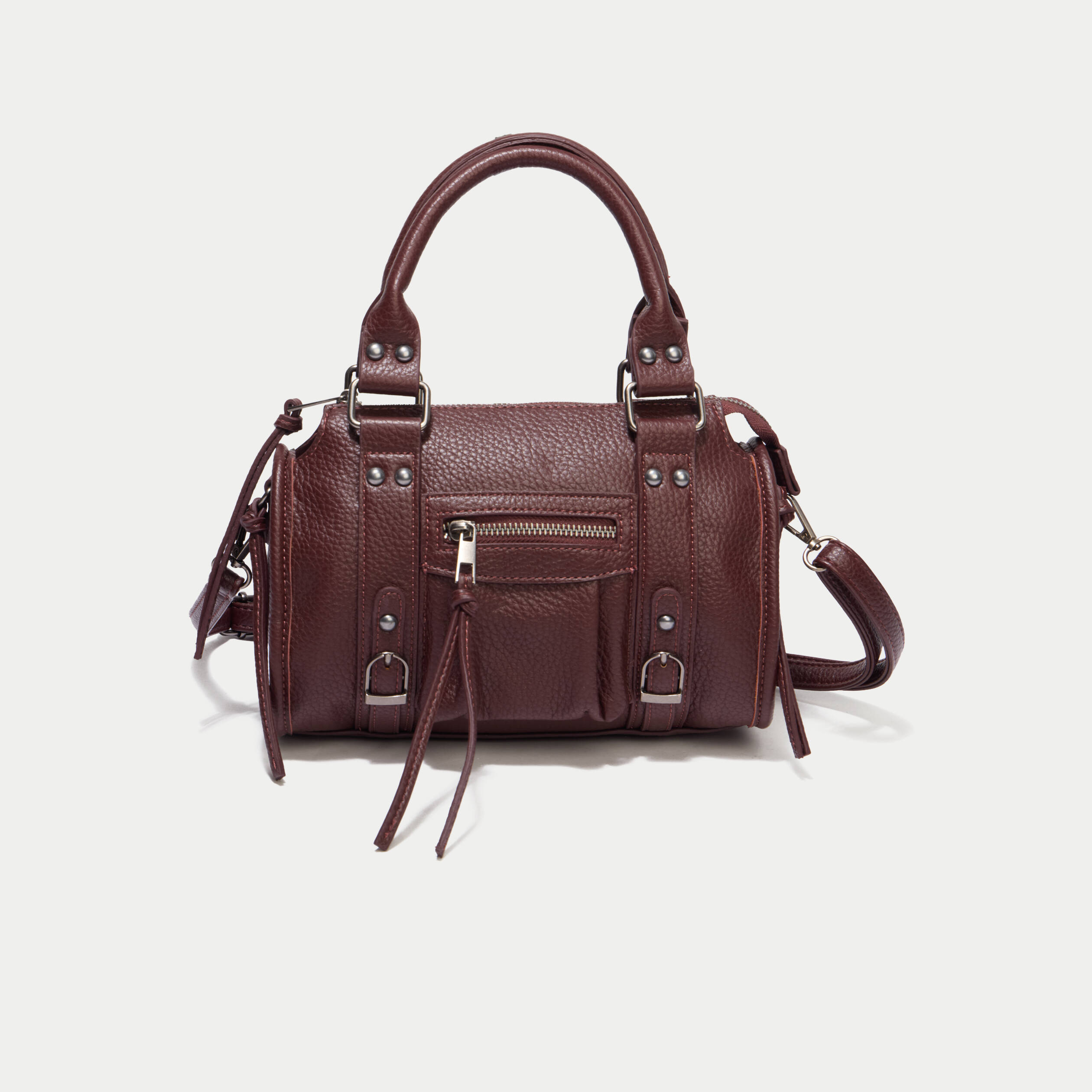 Sac port&eacute; main bordeaux femme