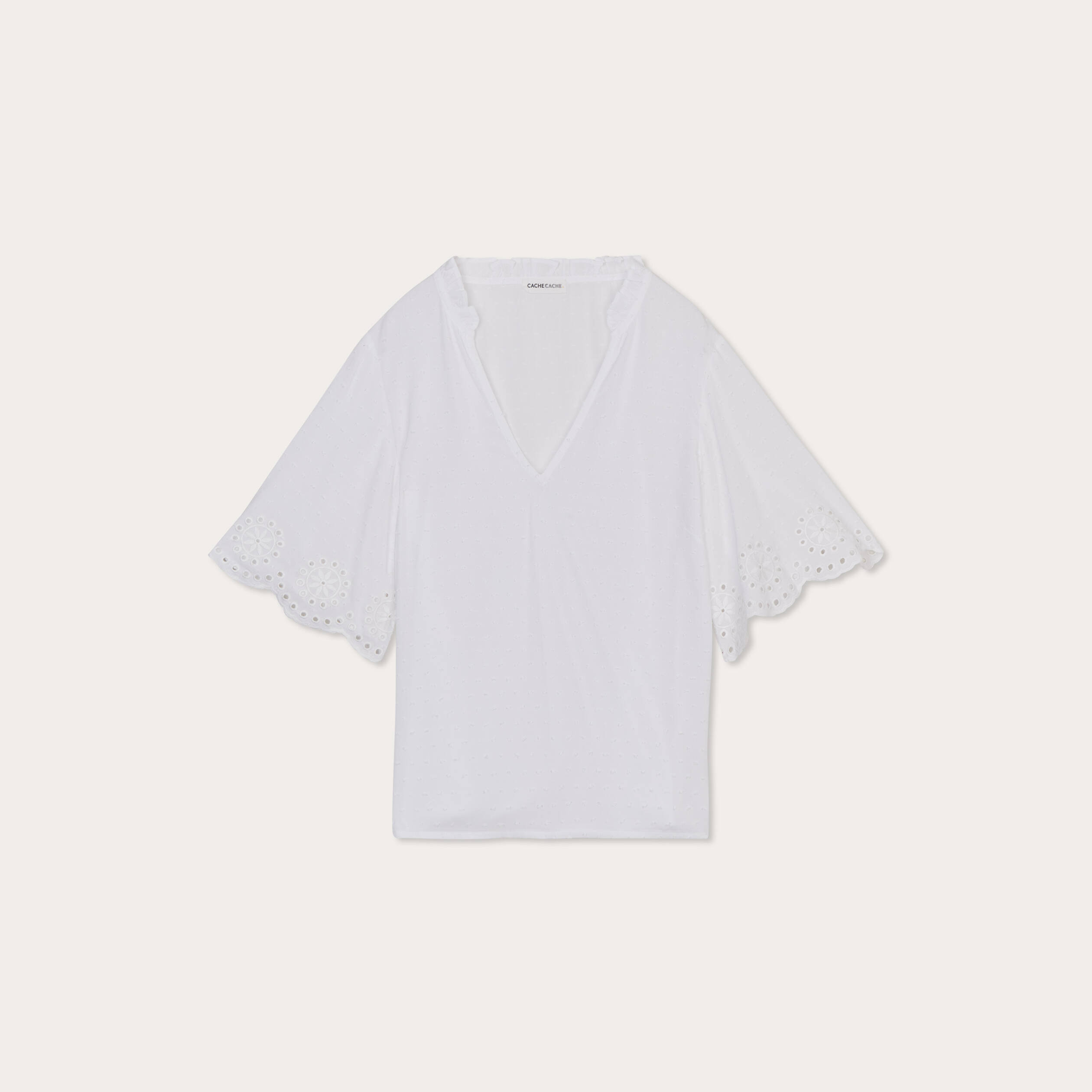 blouse manches courtes brodee blanc femme Blouse manches courtes brodée blanc femme