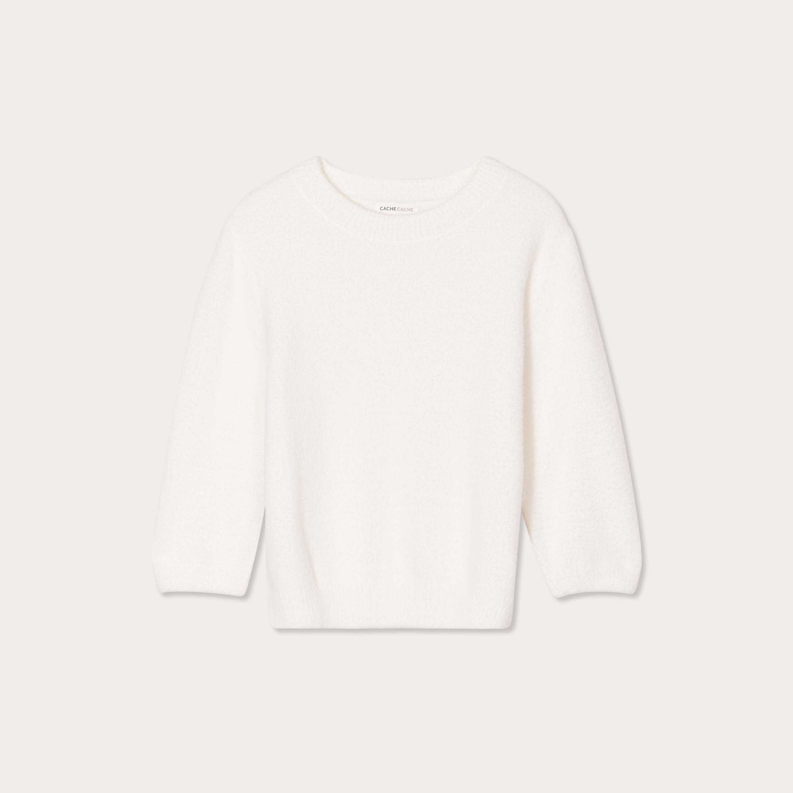 Pull manches 3/4 ecru femme