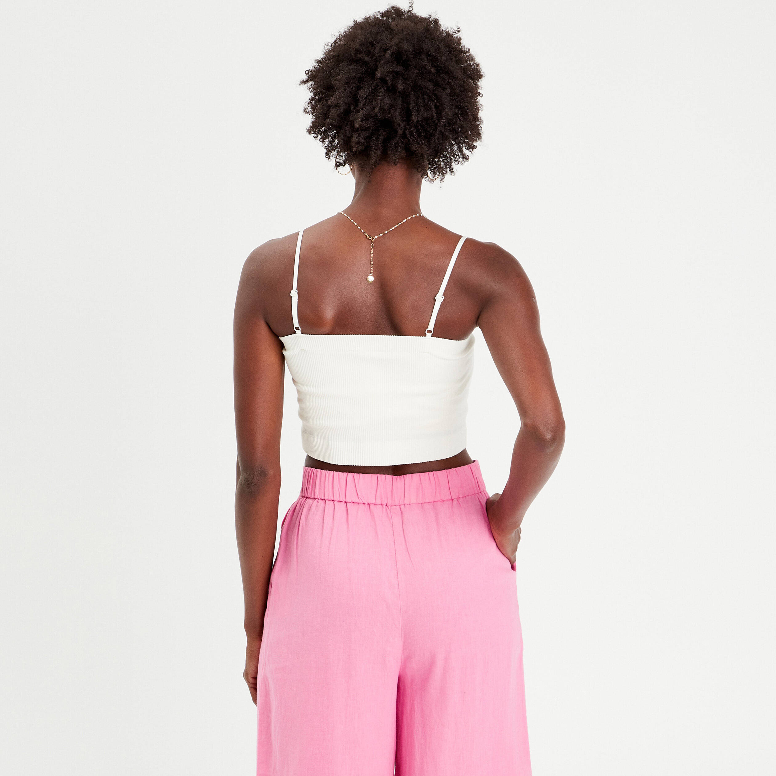 Brassi&egrave;re cropped c&ocirc;tel&eacute;e ecru femme