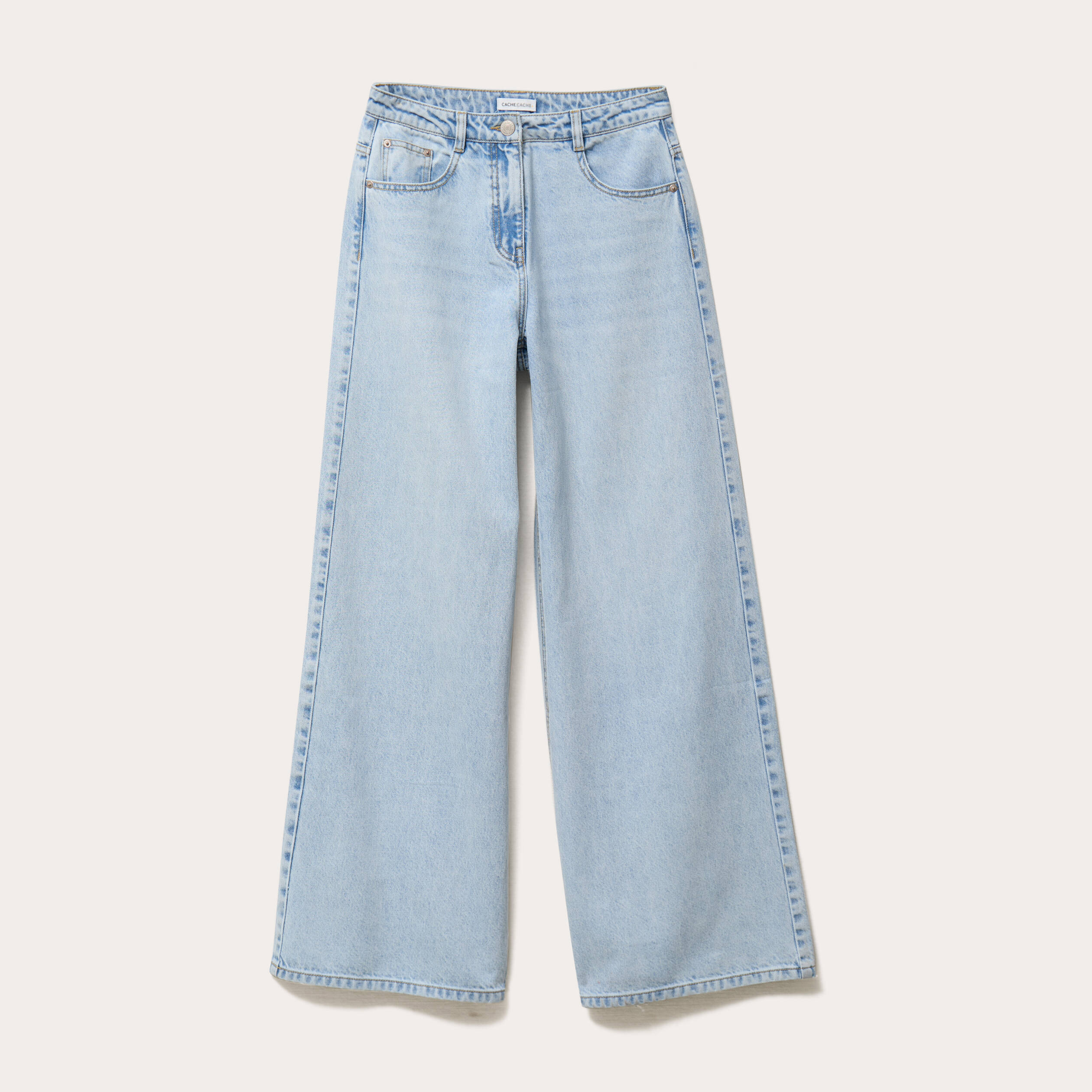 Jeans wide leg ultra large denim bleach femme