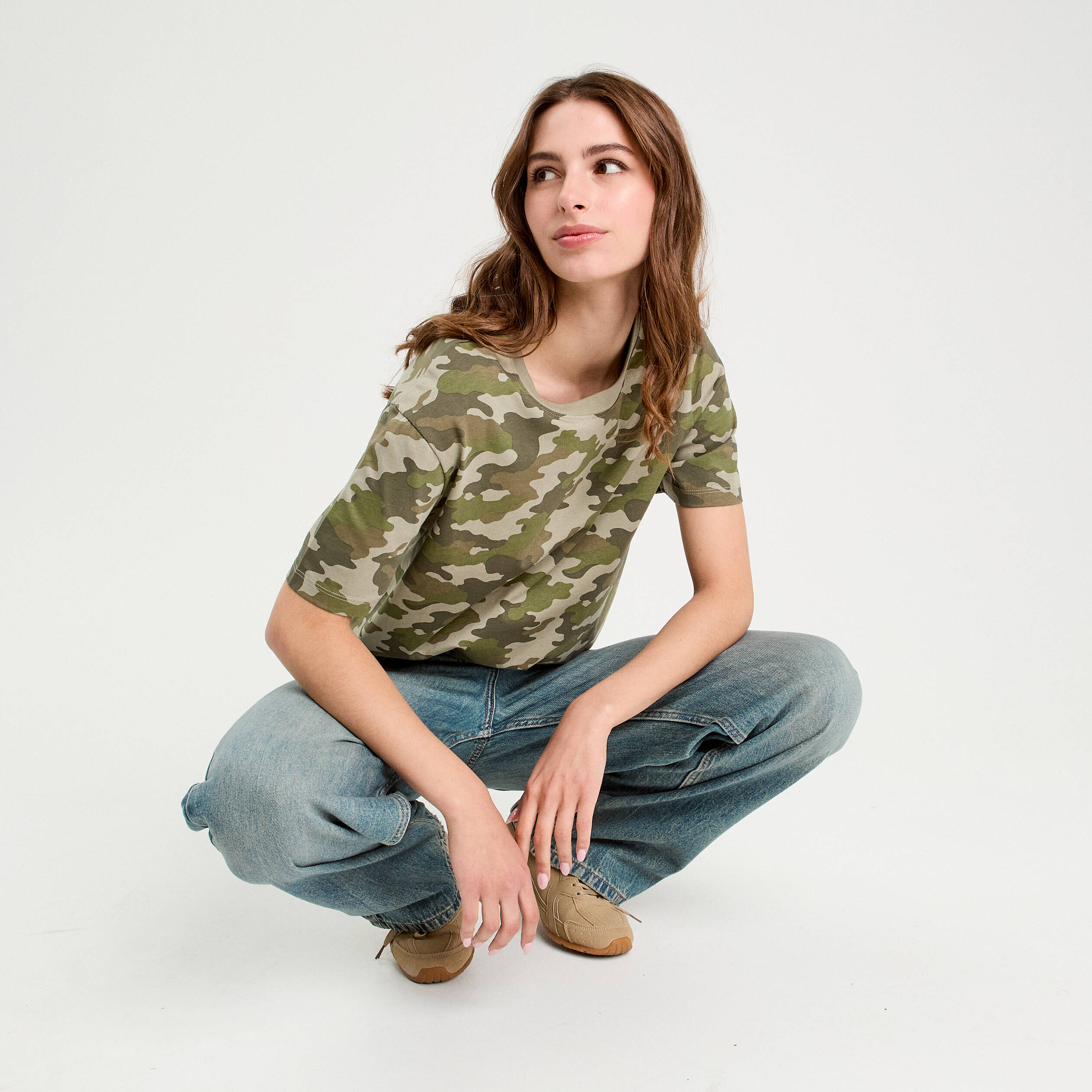t shirt manches courtes vert kaki femme T-shirt manches courtes vert kaki femme