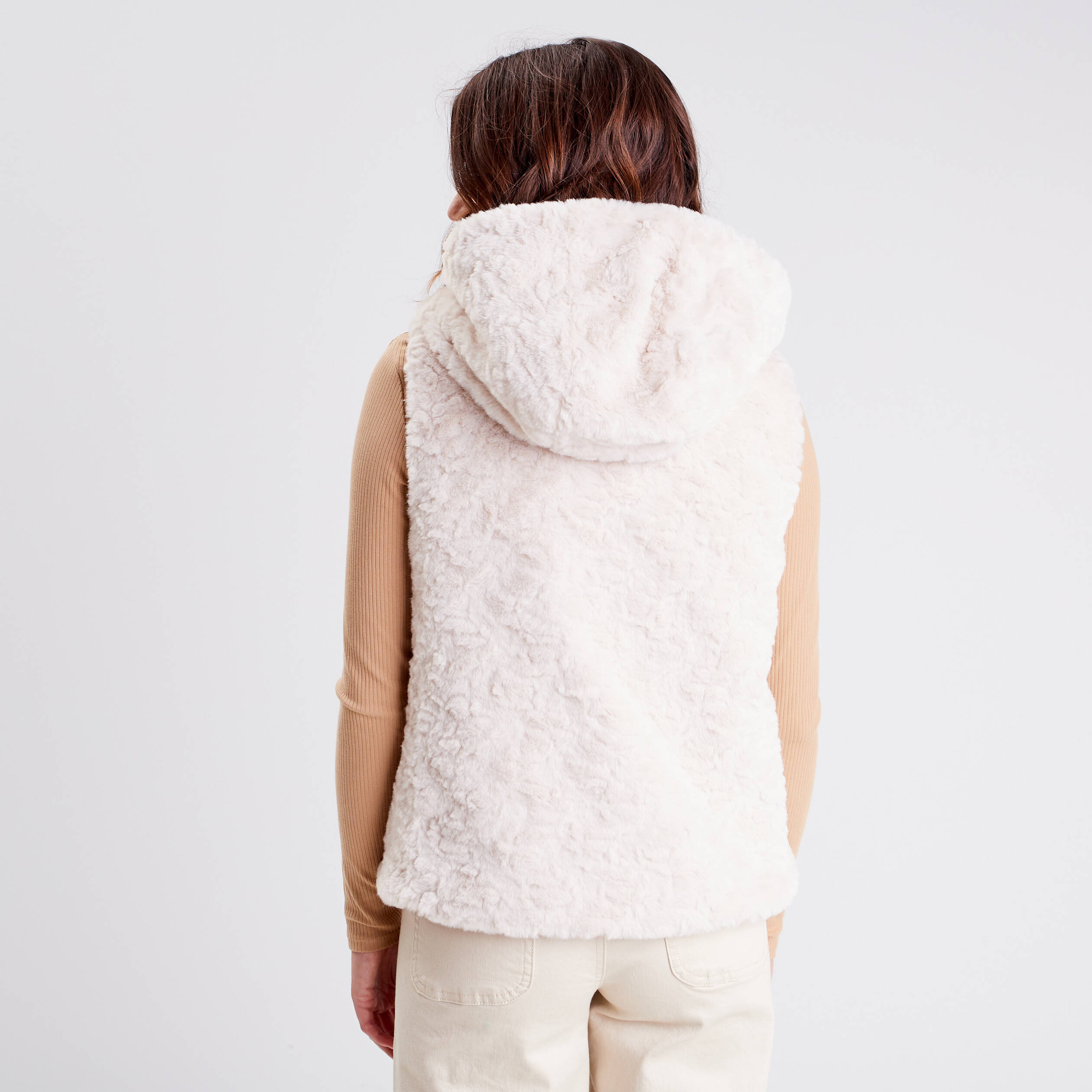 Veste droite à capuche ecru femme