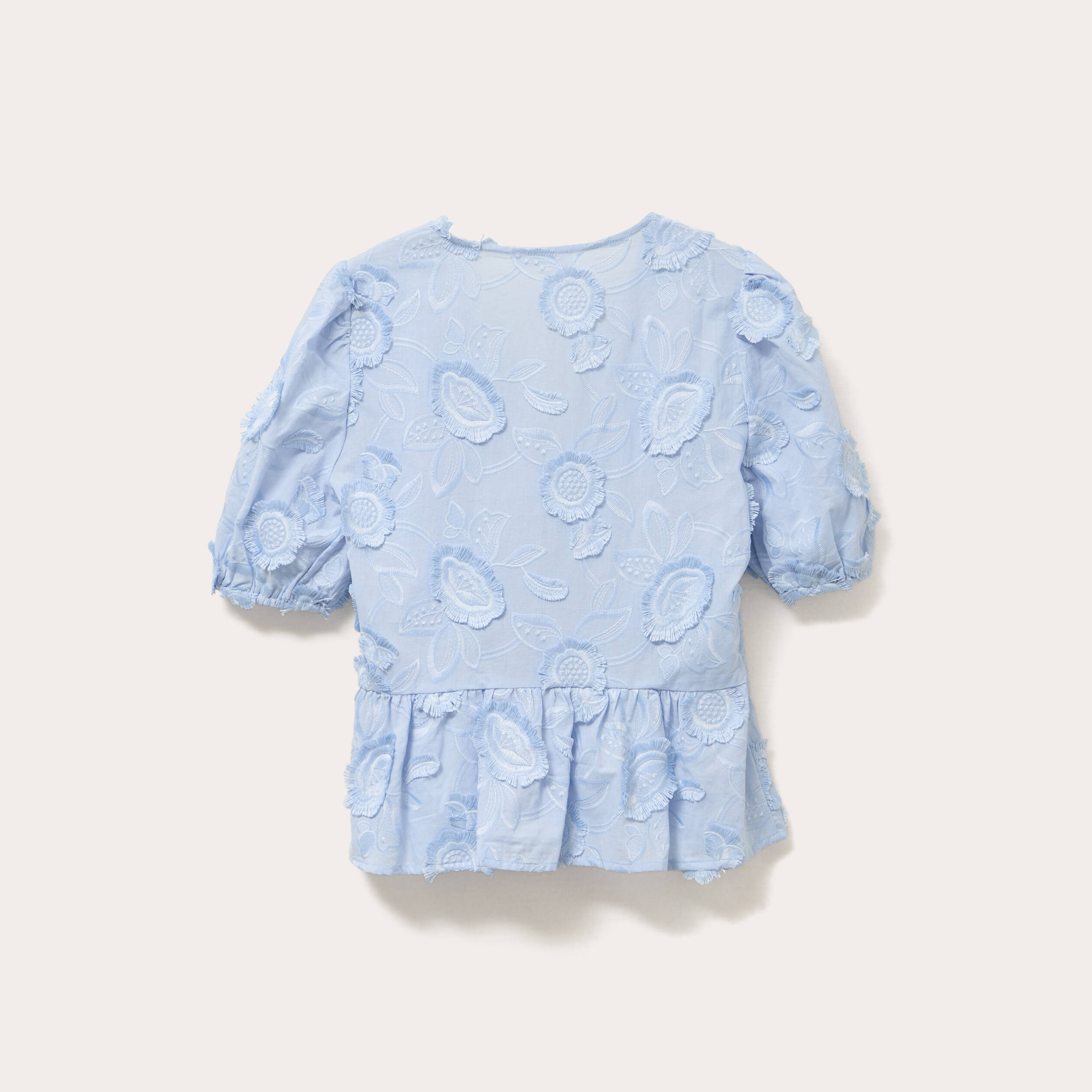 blouse manches courtes noeuds bleu ciel femme Blouse manches courtes noeuds bleu ciel femme