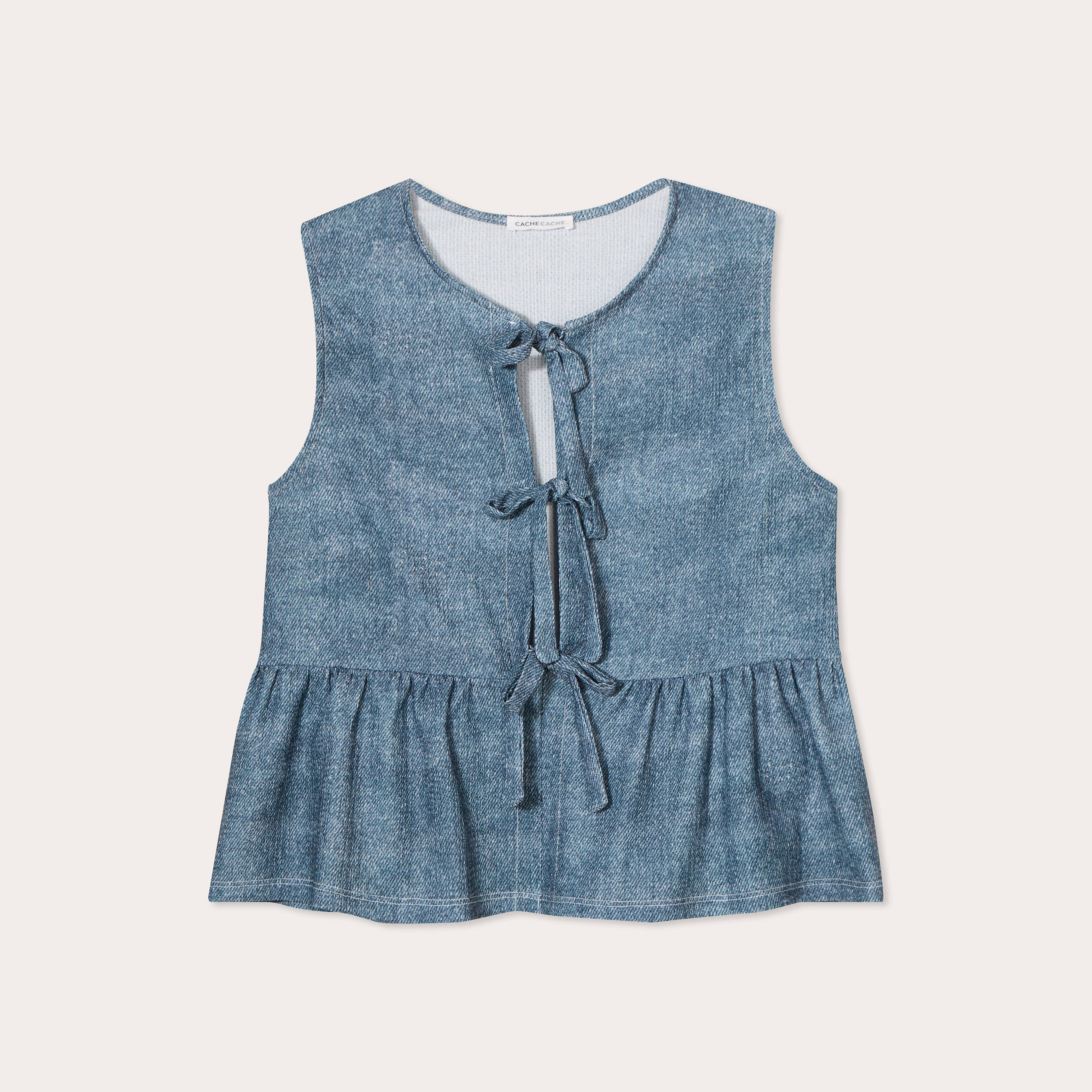Blouse avec noeuds bleu femme
