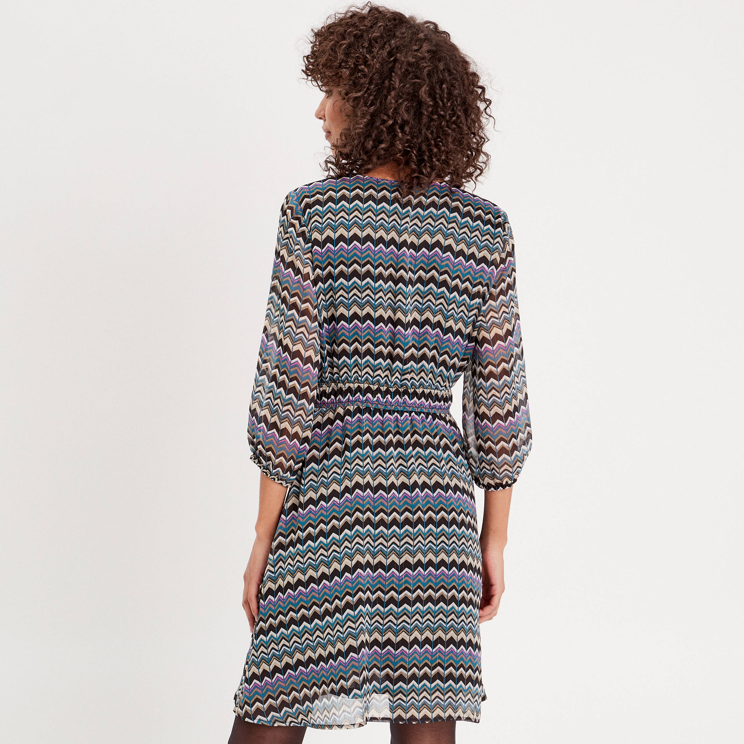 Robe &eacute;vas&eacute;e manches 3/4 noir femme