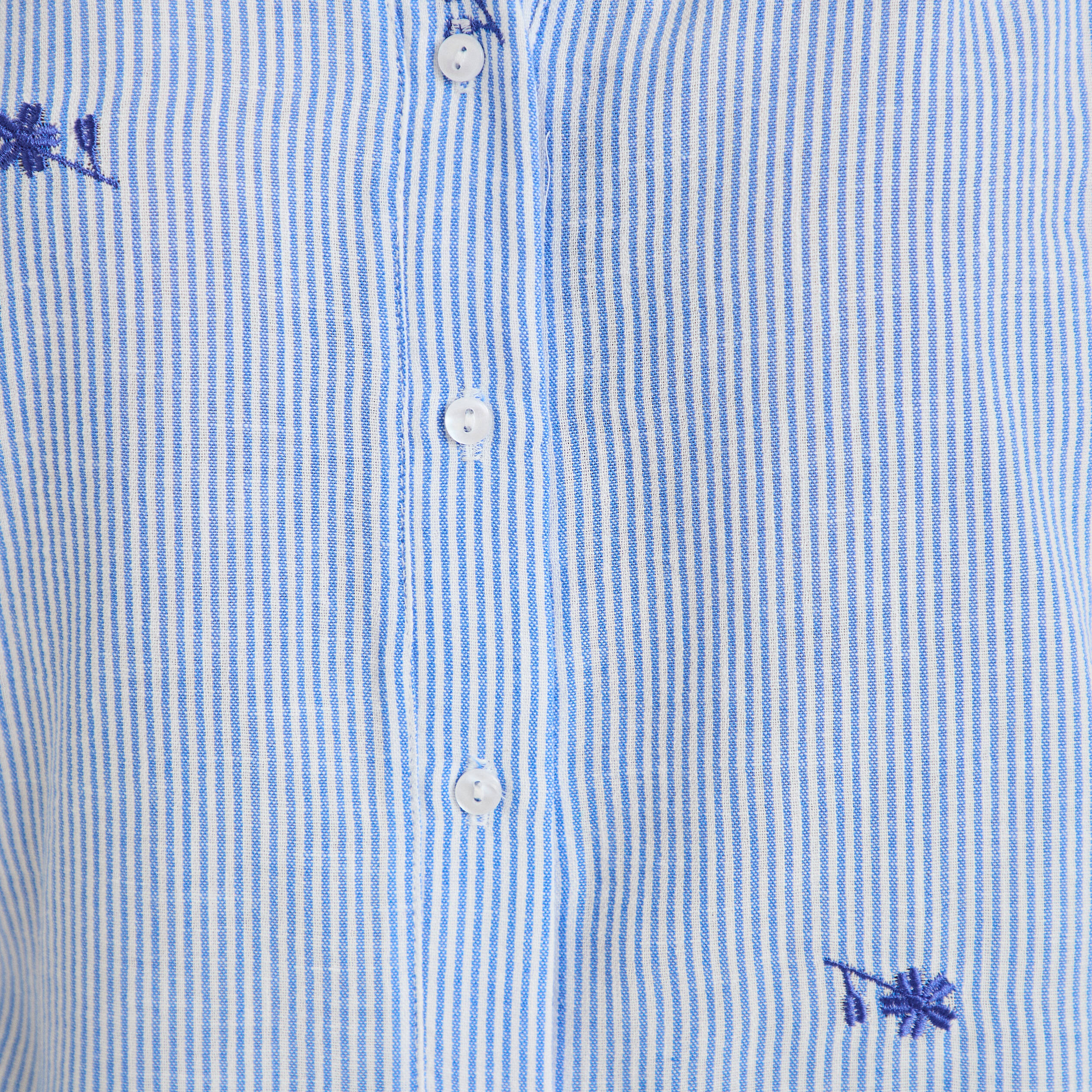 Chemise droite col classique manches 3/4 bleu clair femme