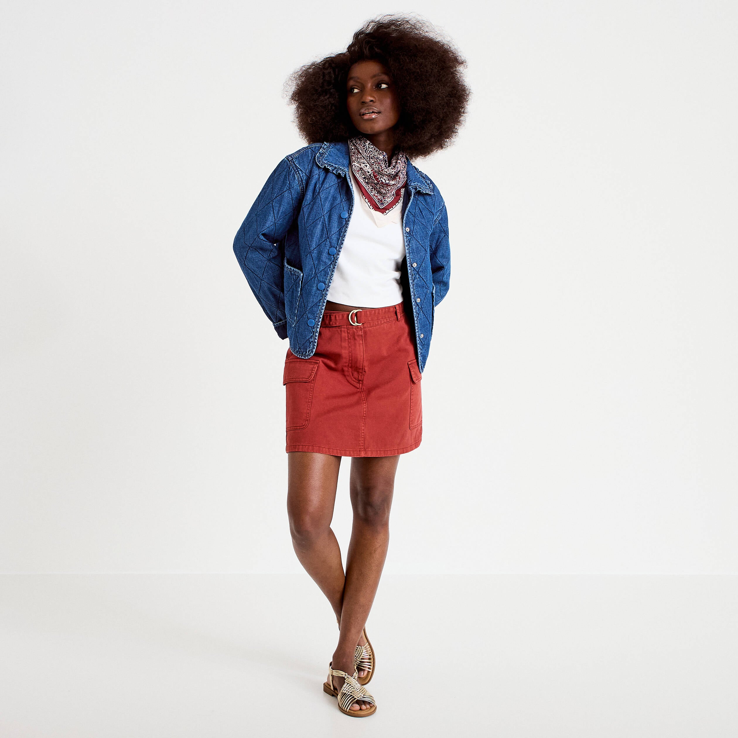 Jupe-short trap&egrave;ze courte vieux rose femme