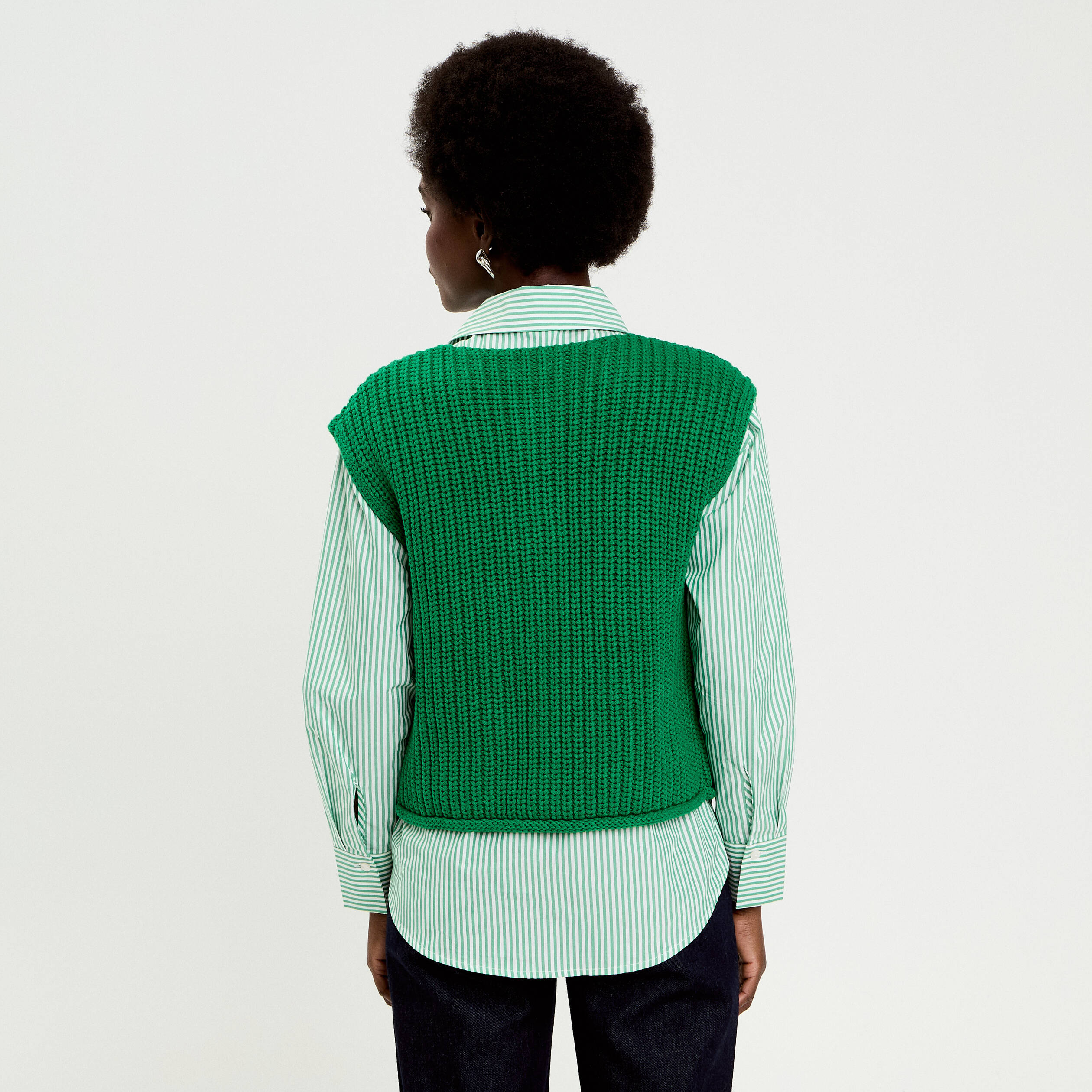 Gilet sans manches vert fonc&eacute; femme