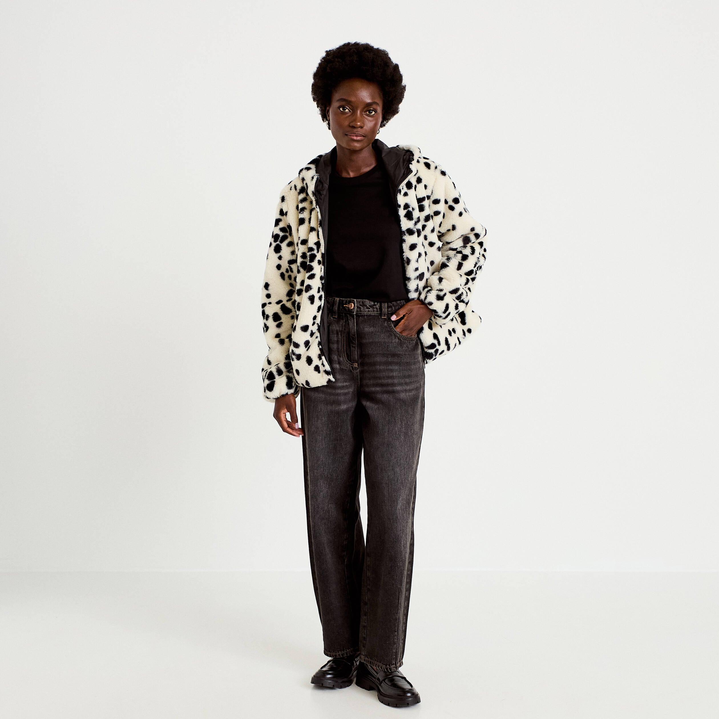 Parka r&eacute;versible &agrave; capuche blanc femme