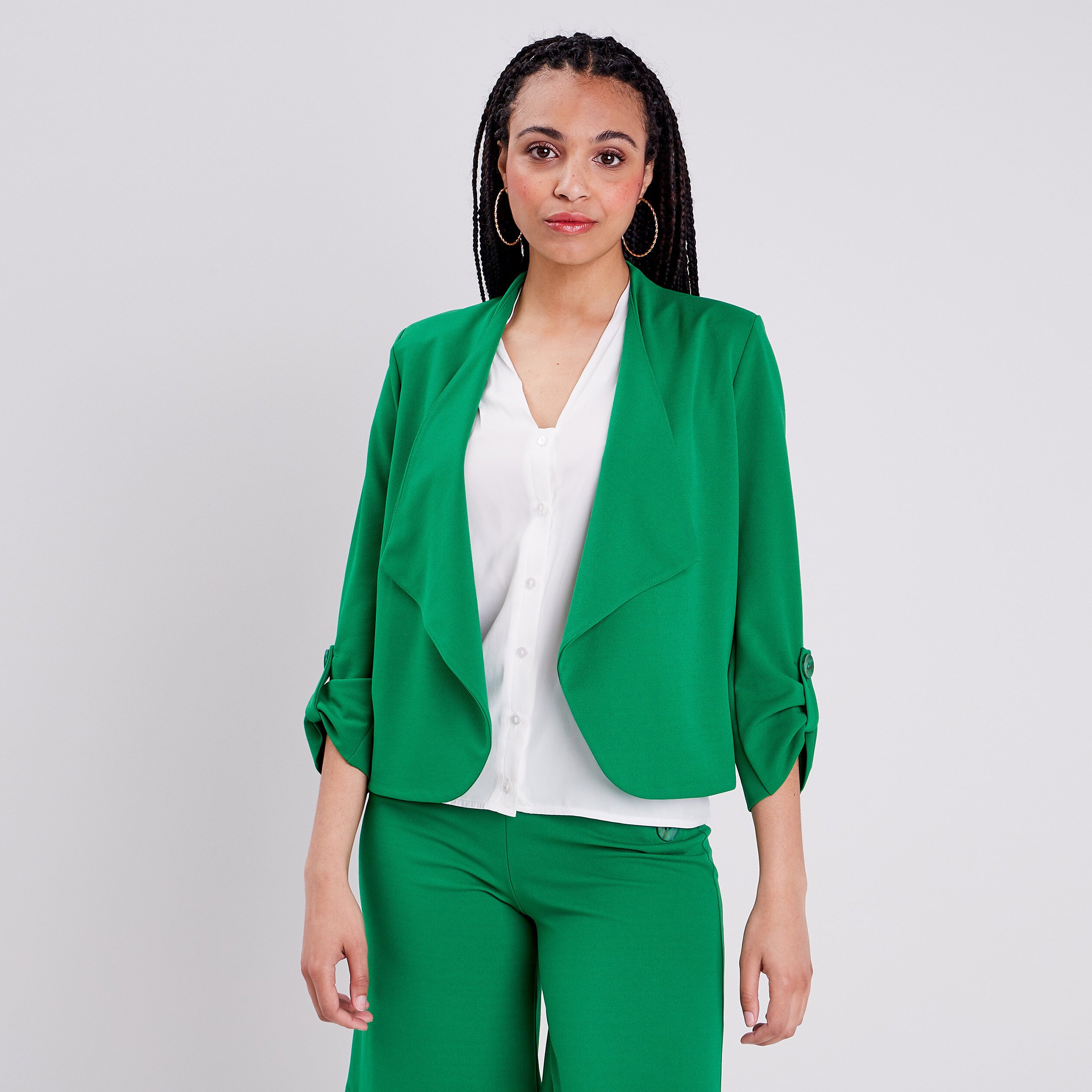 veste droite fluide vert femme Veste droite fluide vert femme