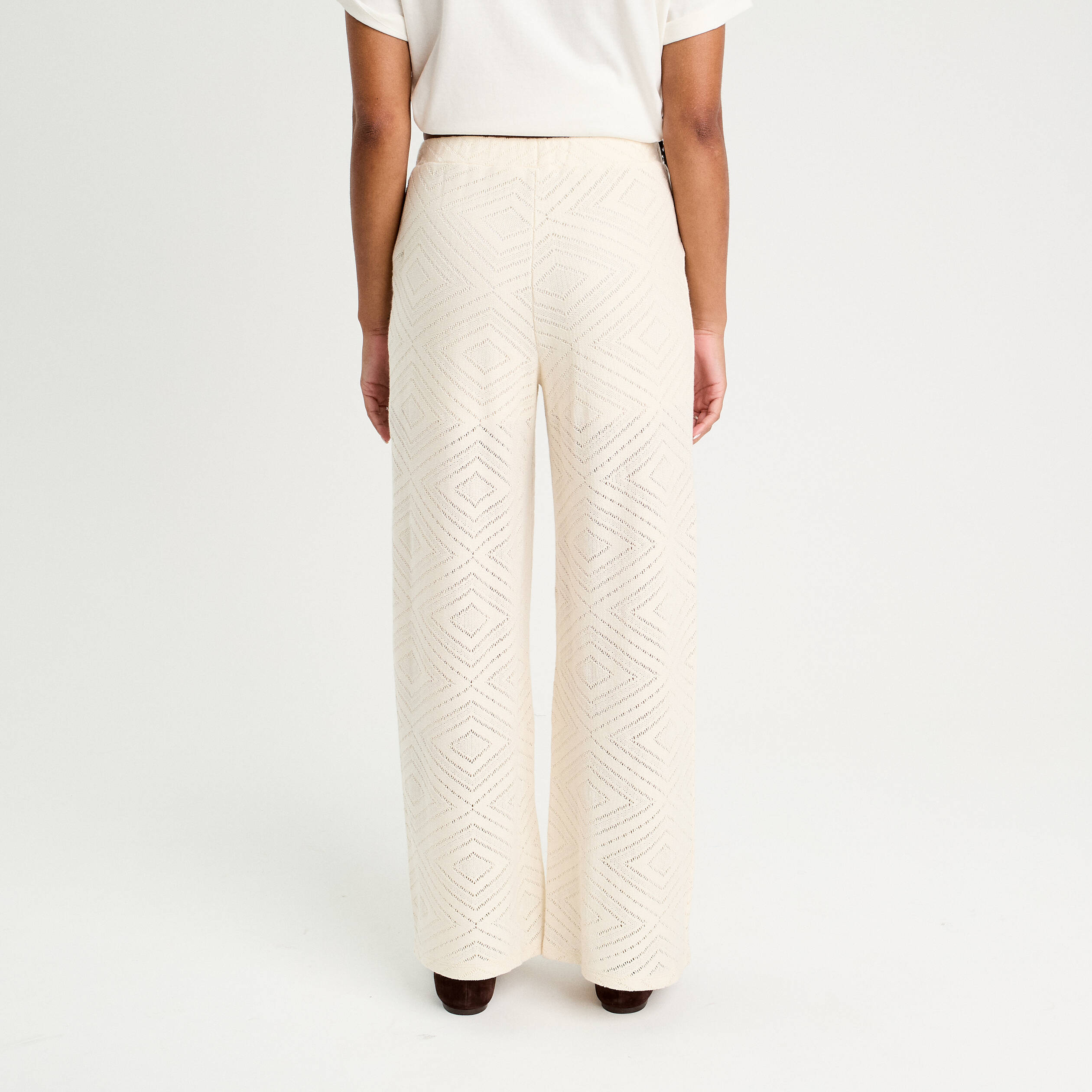 pantalon droit ajoure ecru femme Pantalon droit ajouré ecru femme