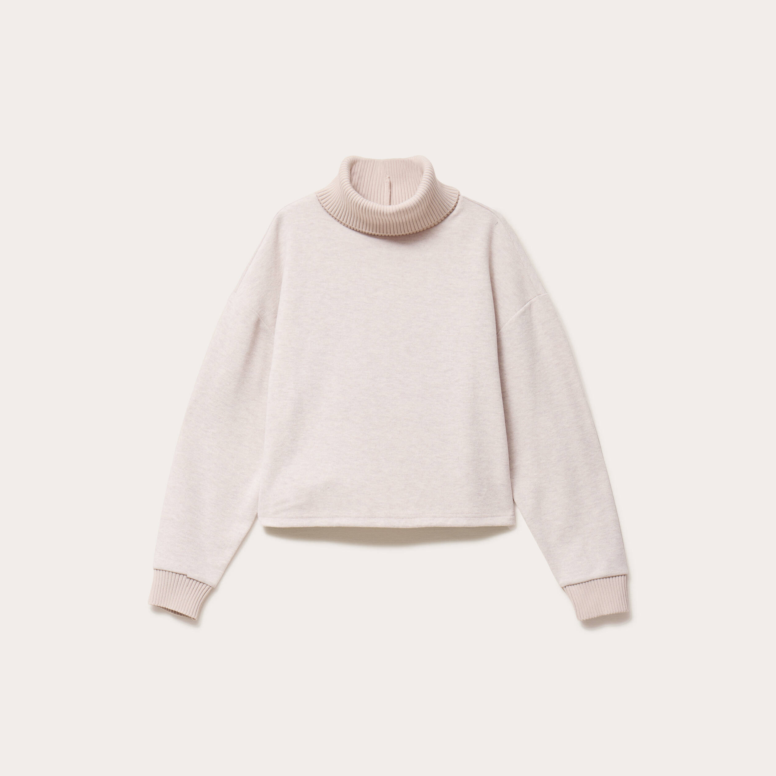 Sweat col roul&eacute; manches longues sable femme