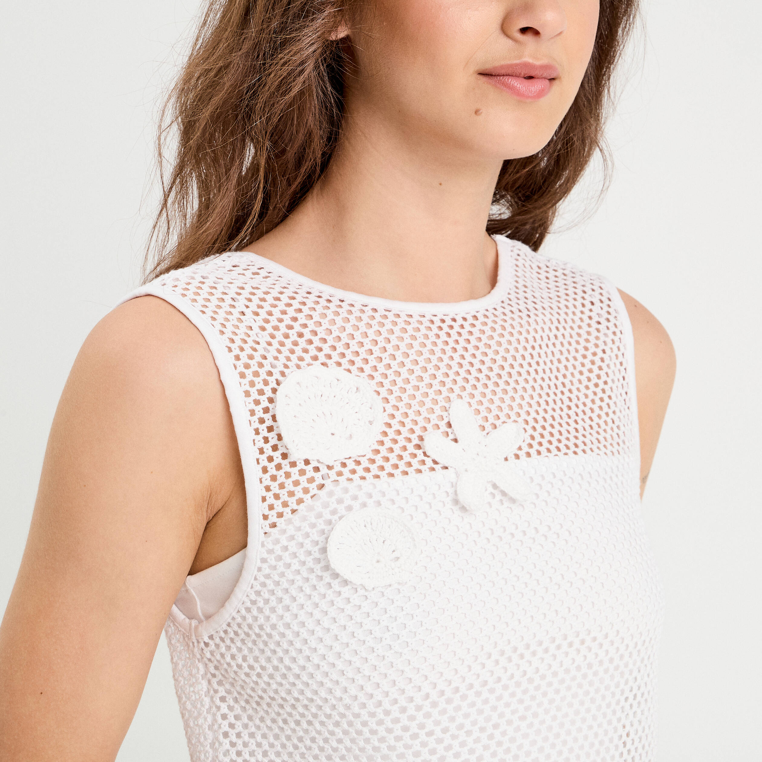 D&eacute;bardeur effet crochet blanc femme