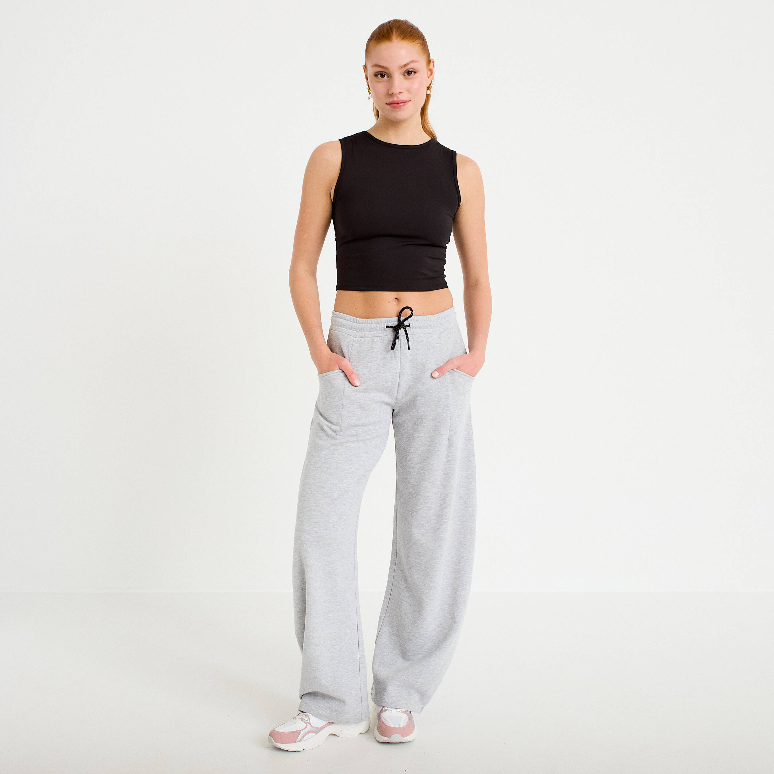 Jogging barrel gris clair femme