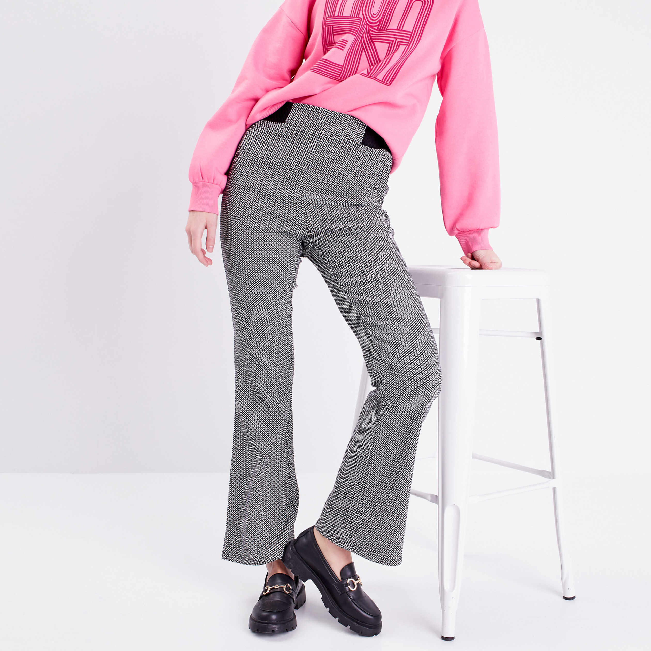Pantalon flare taille haute pour femme noir femme Vibs