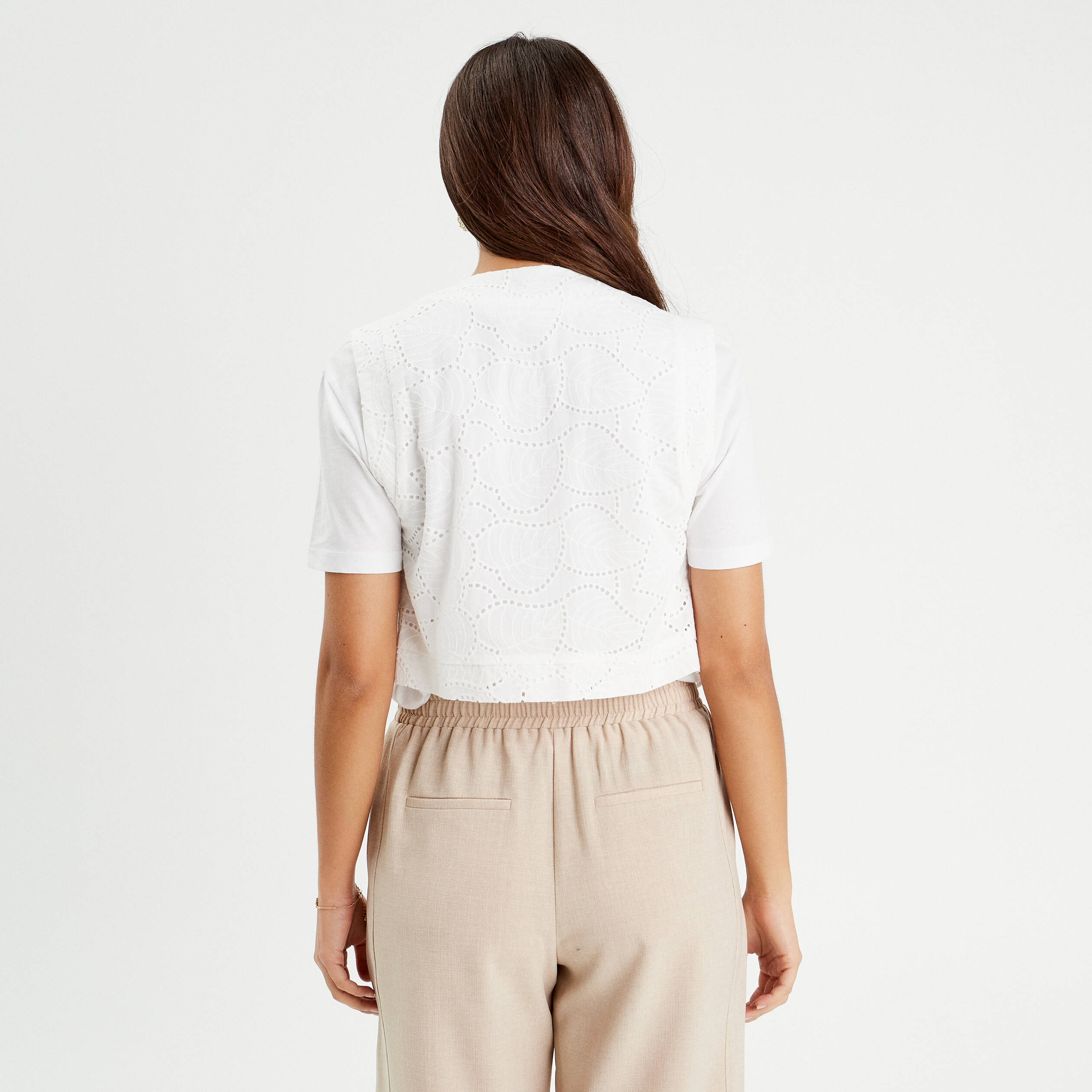 Gilet sans manches ecru femme