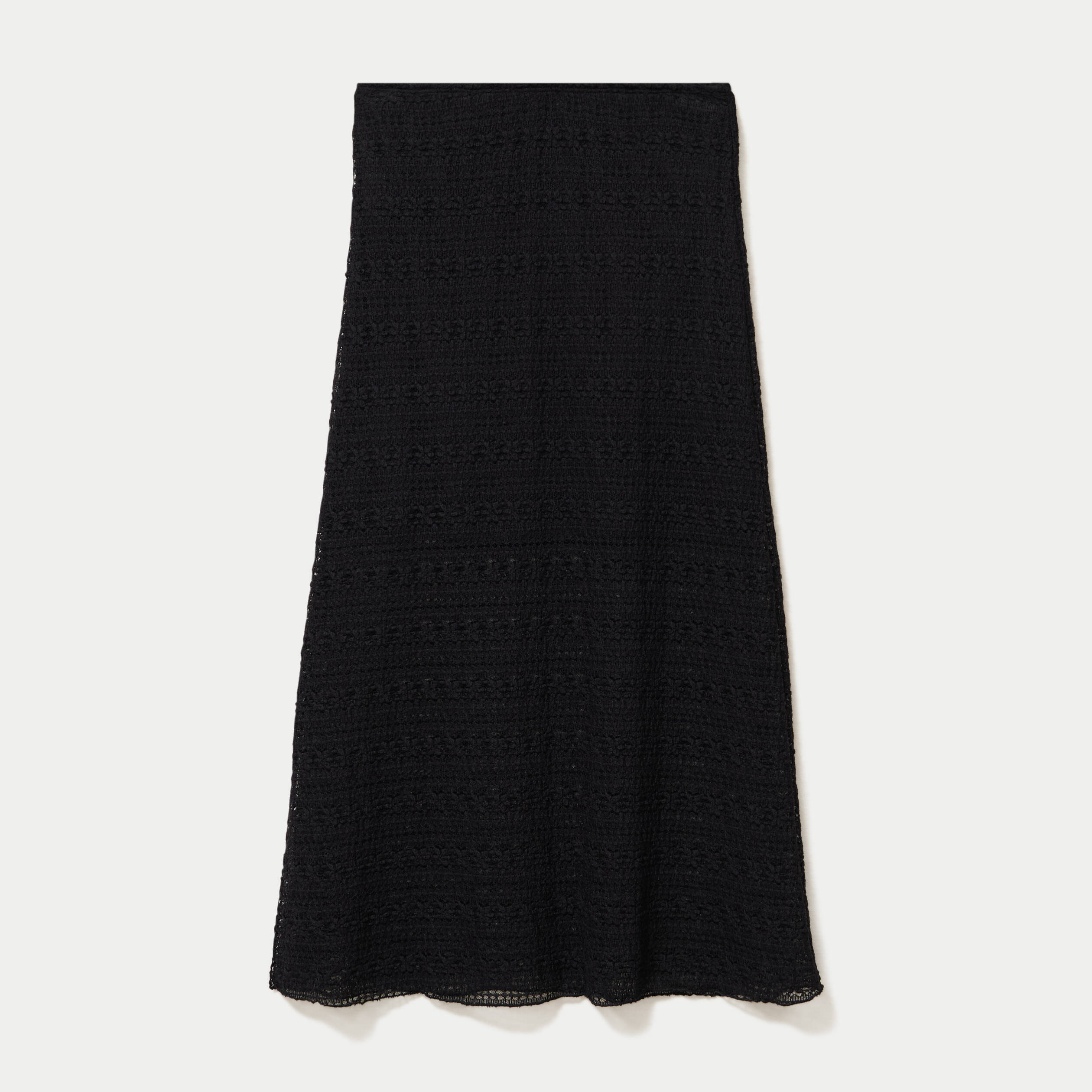 Jupe longue droite en dentelle noir femme
