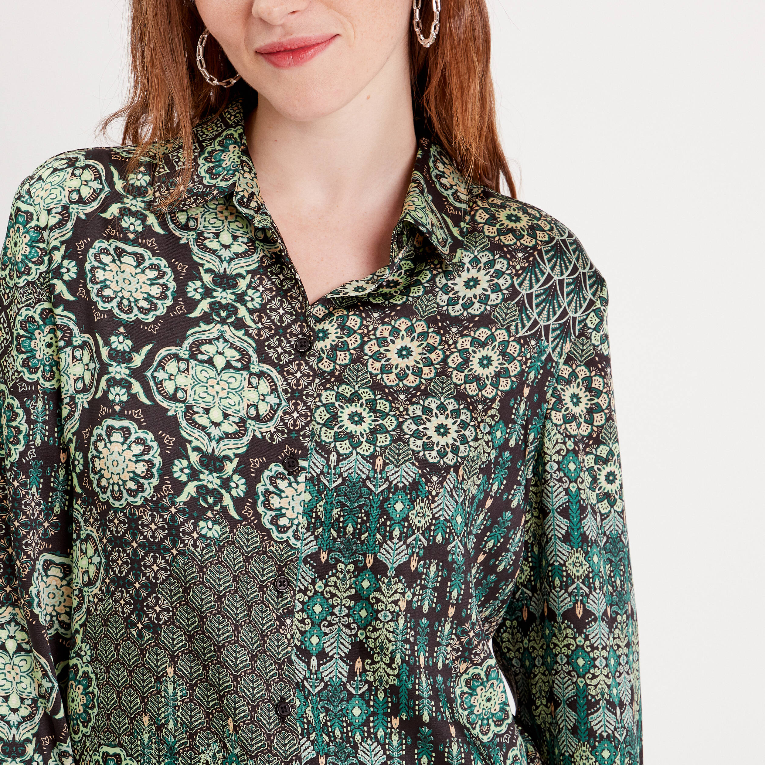 Chemise manches longues noir femme