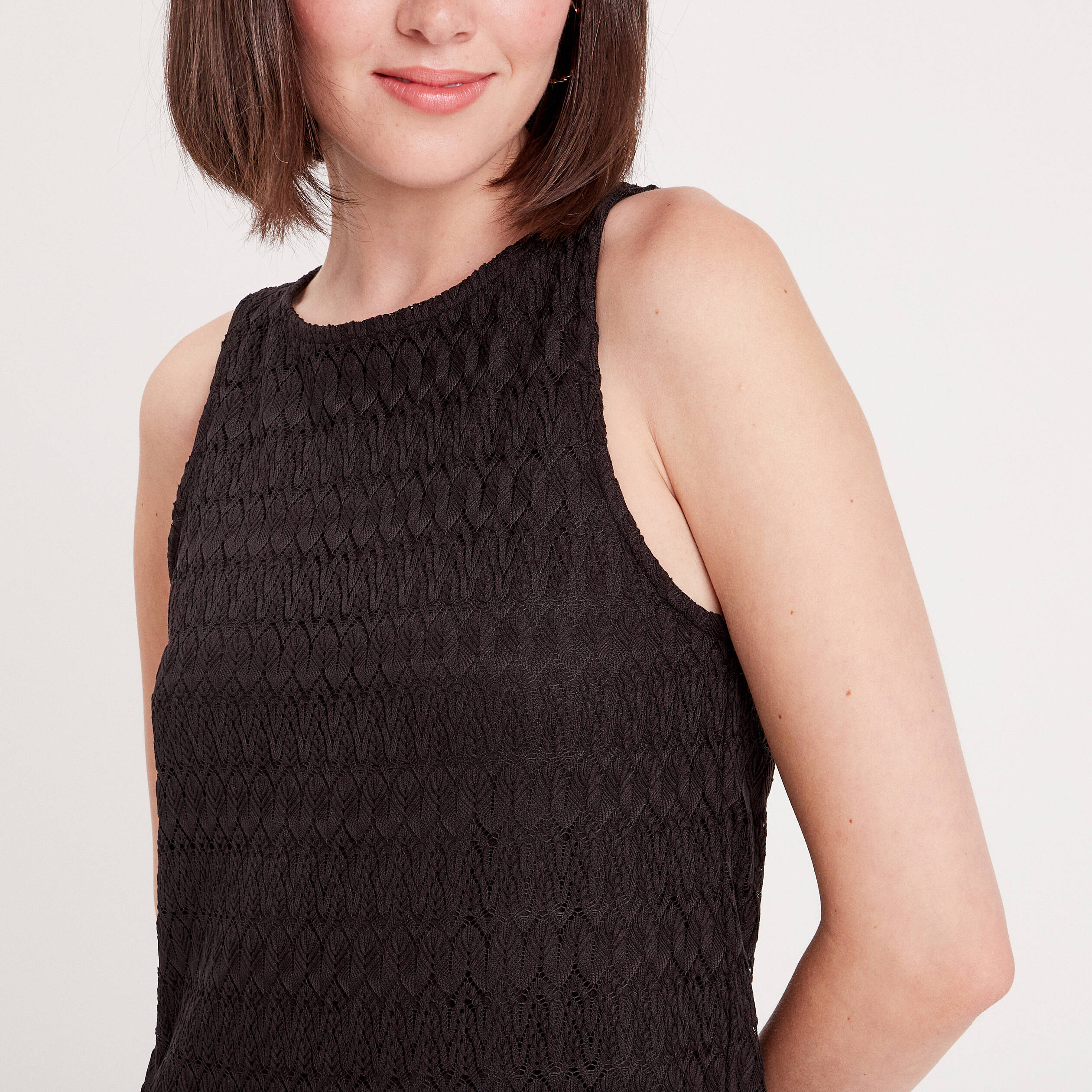 robe longue droite ajouree noir femme Robe longue droite ajourée noir femme