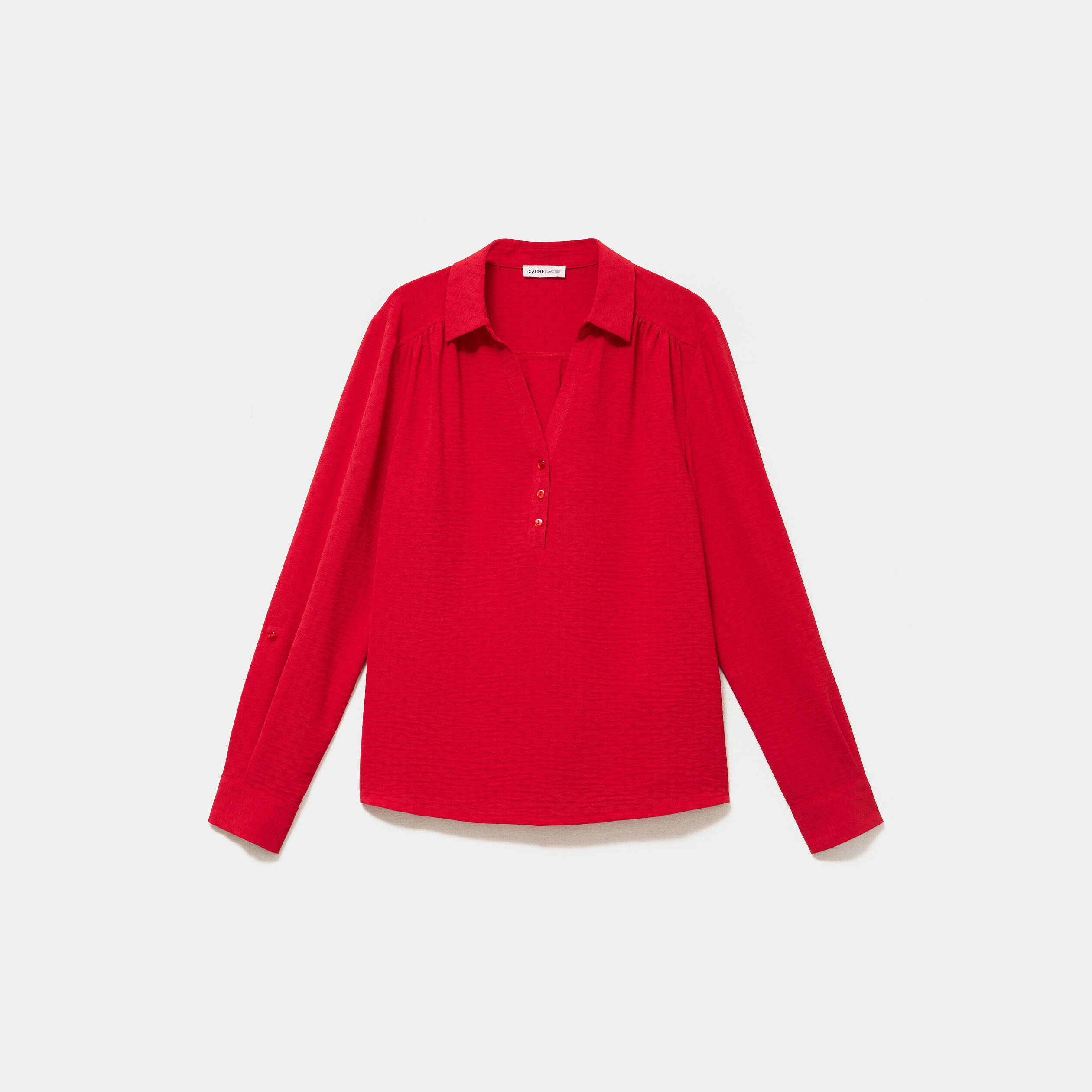 Blouse droite manches longues rouge femme