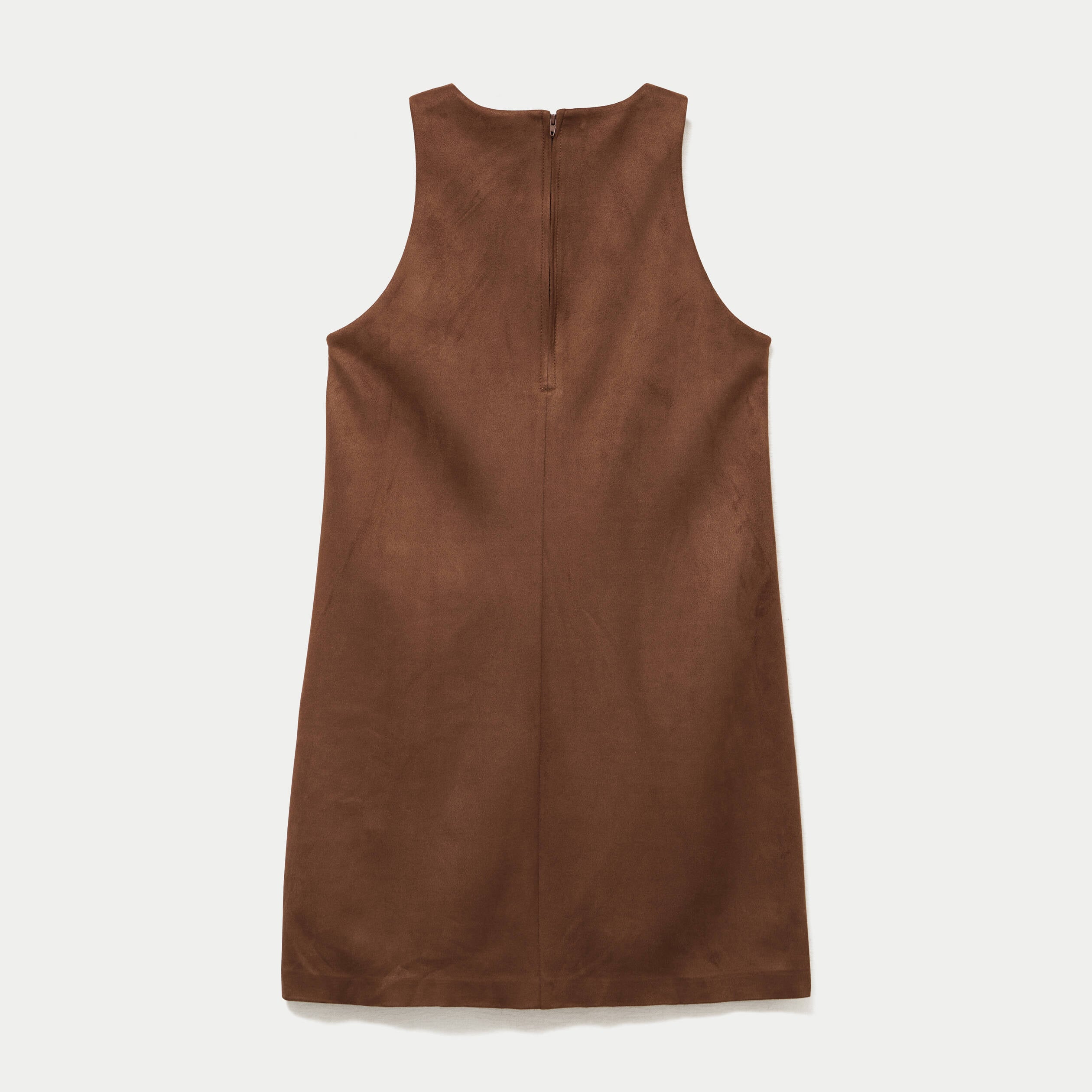Robe courte droite sans manches marron femme