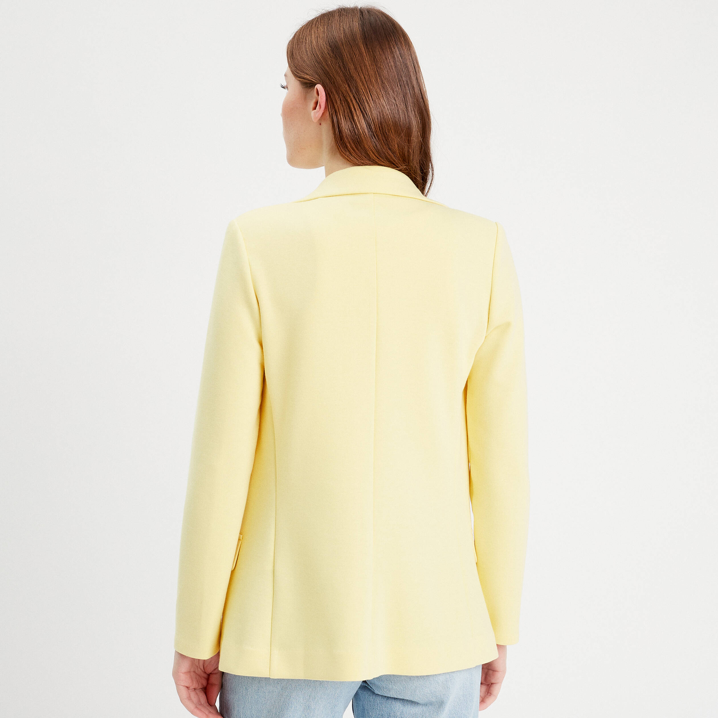 Veste blazer cintrée jaune clair femme