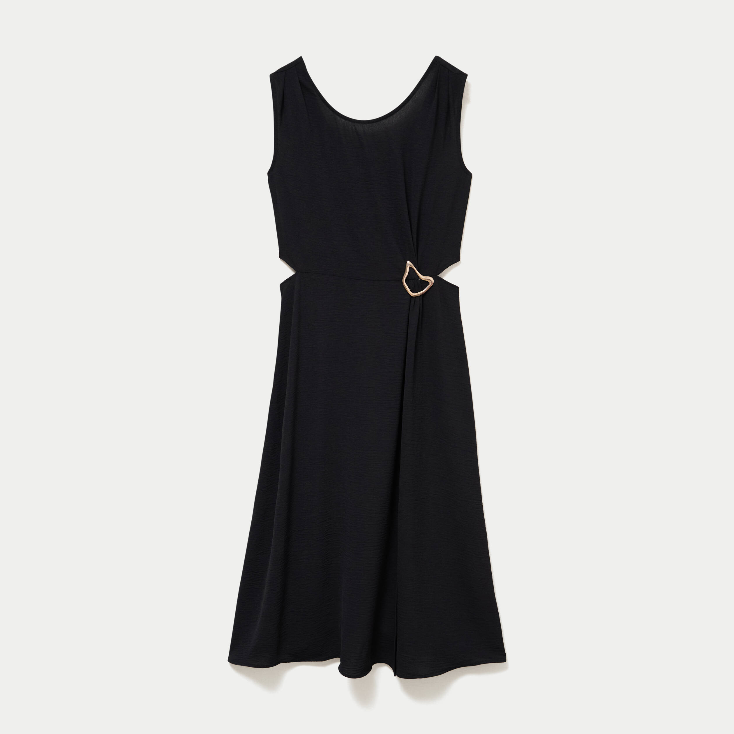 Robe &eacute;vas&eacute;e 3/4 sans manches col rond noir femme
