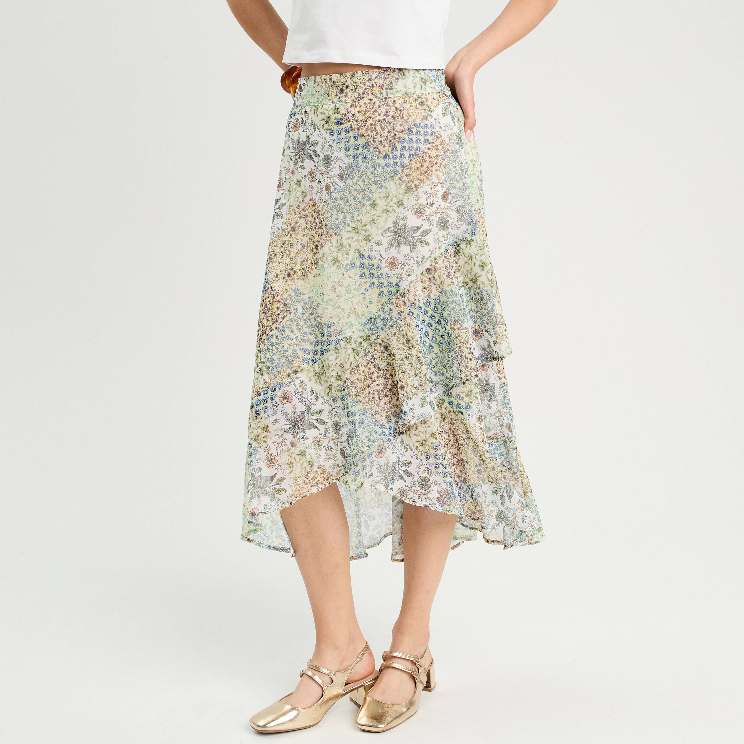 jupe longue evasee blanc femme Jupe longue évasée blanc femme