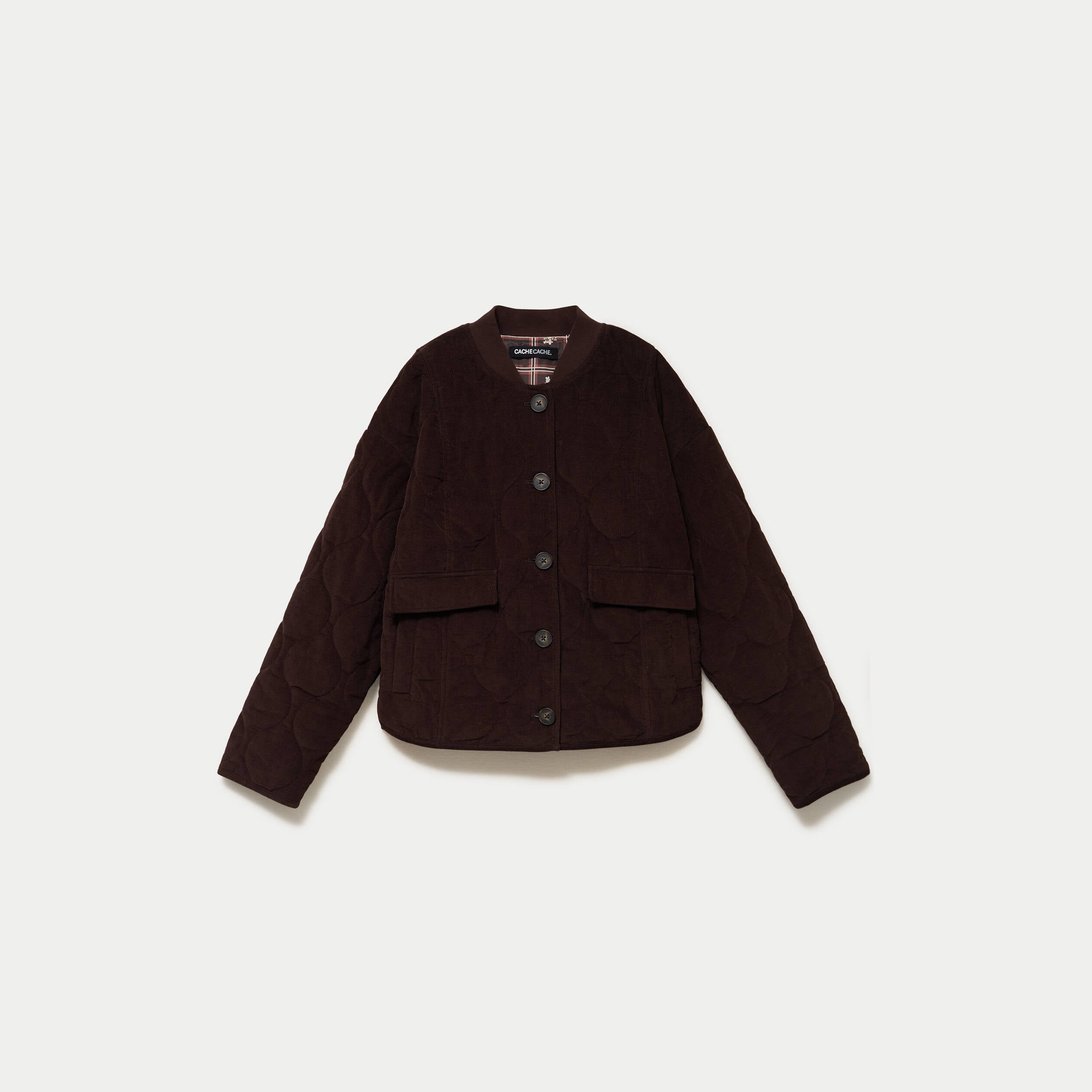 Veste ample manches longues en velours marron fonc&eacute; femme