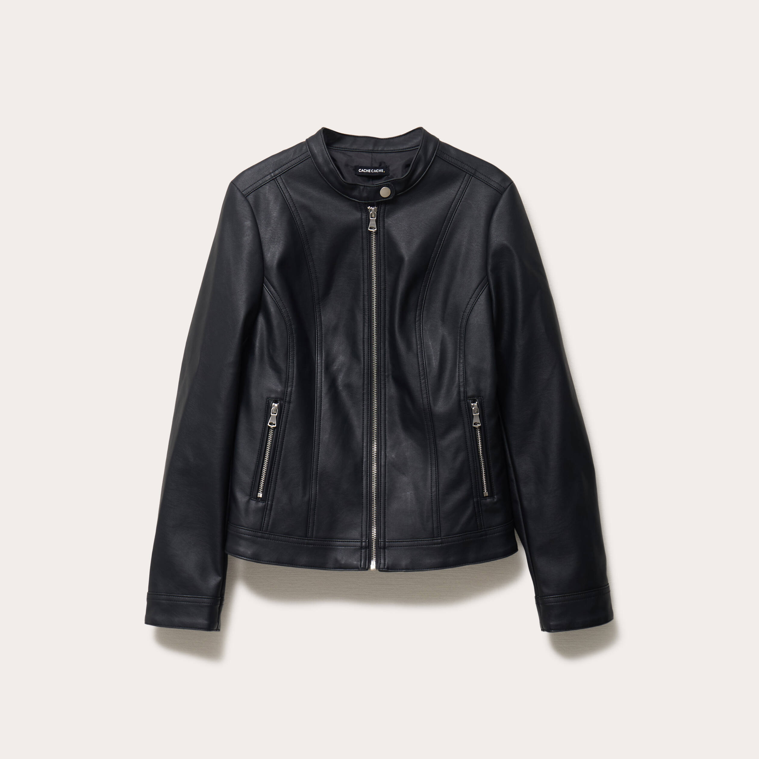 veste droite zippee noir femme Veste droite zippée noir femme