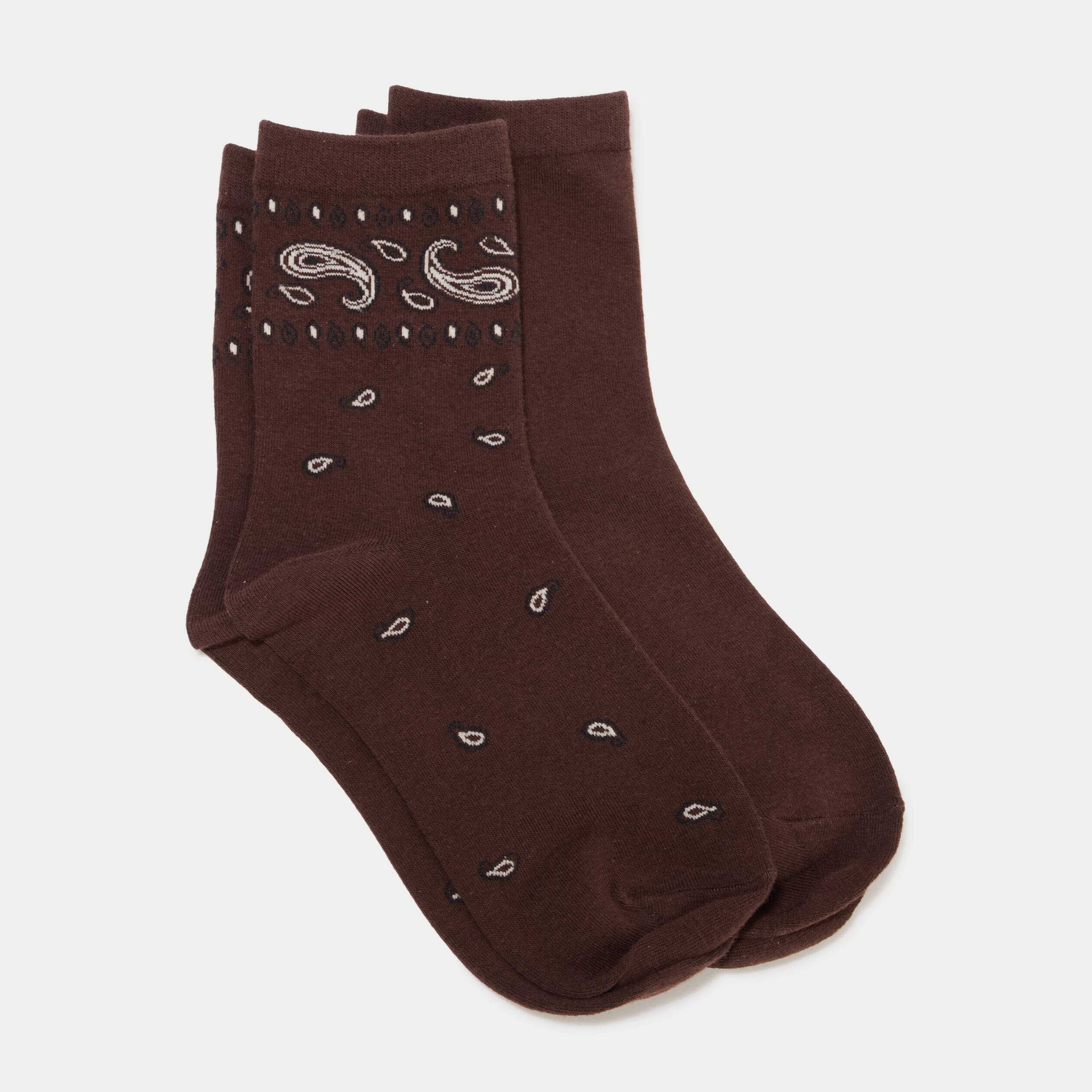Lot de 2 paires de chaussettes marron fonc&eacute; femme