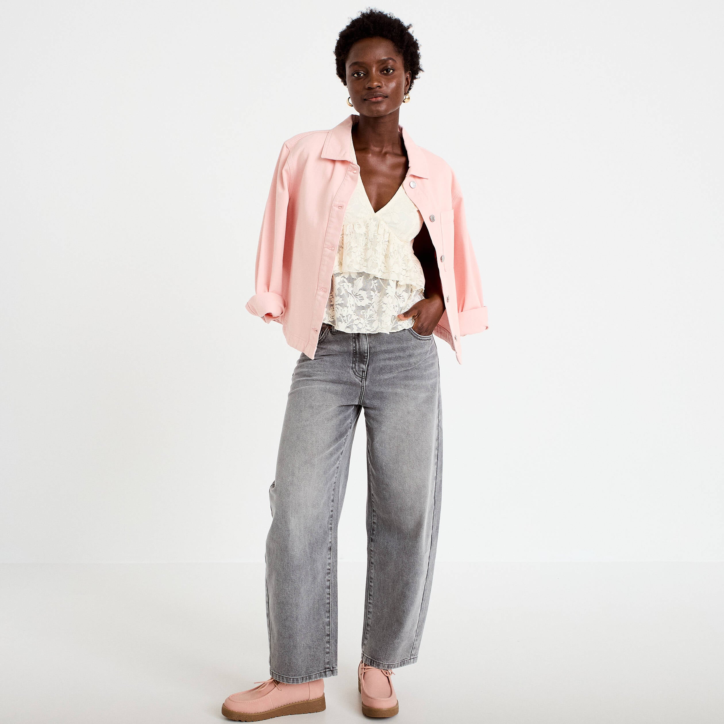Blouse manches courtes aspect dentelle ecru femme