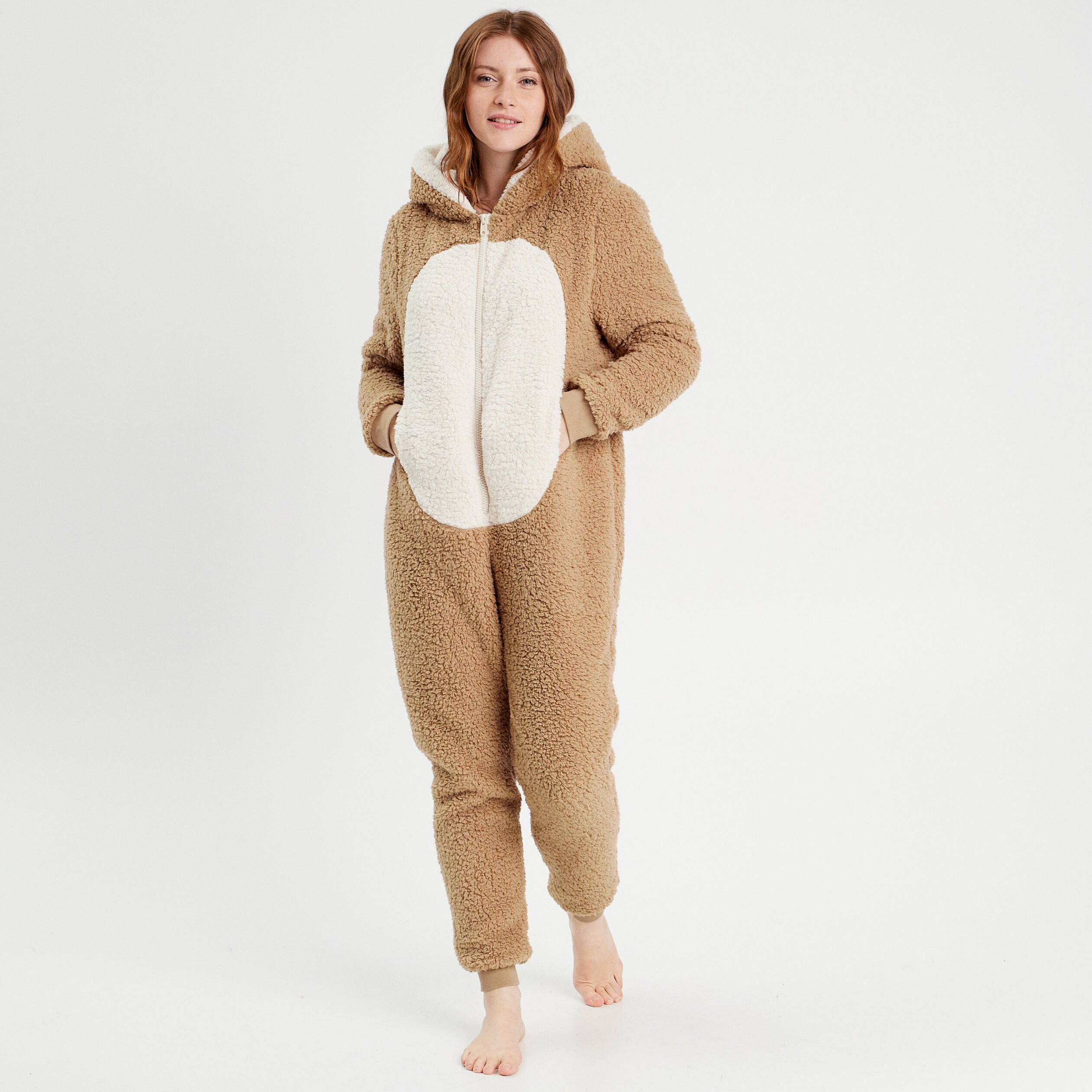 Vêtement Combi Nuit Femme Combinaison Pyjama à Capuche En Maille