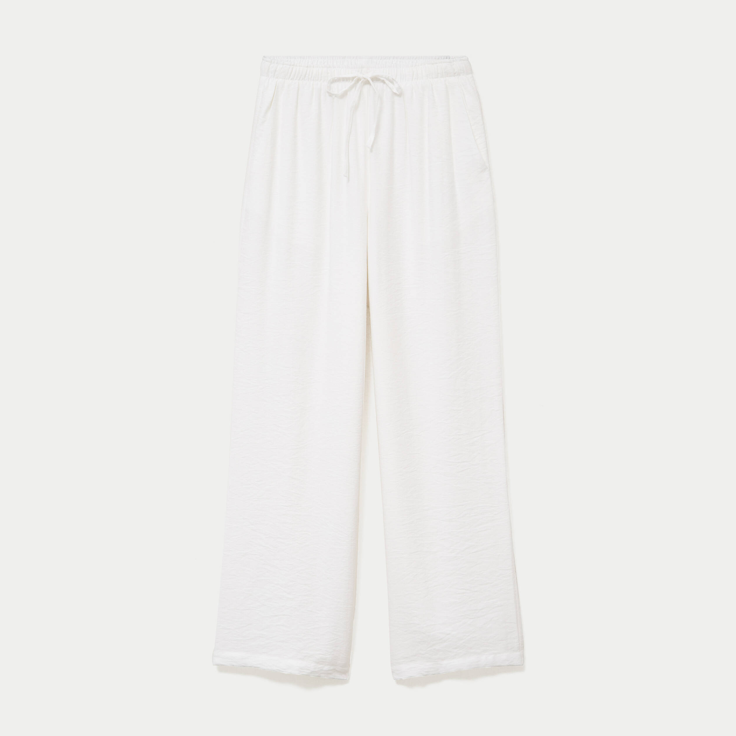 Pantalon large taille standard ecru femme