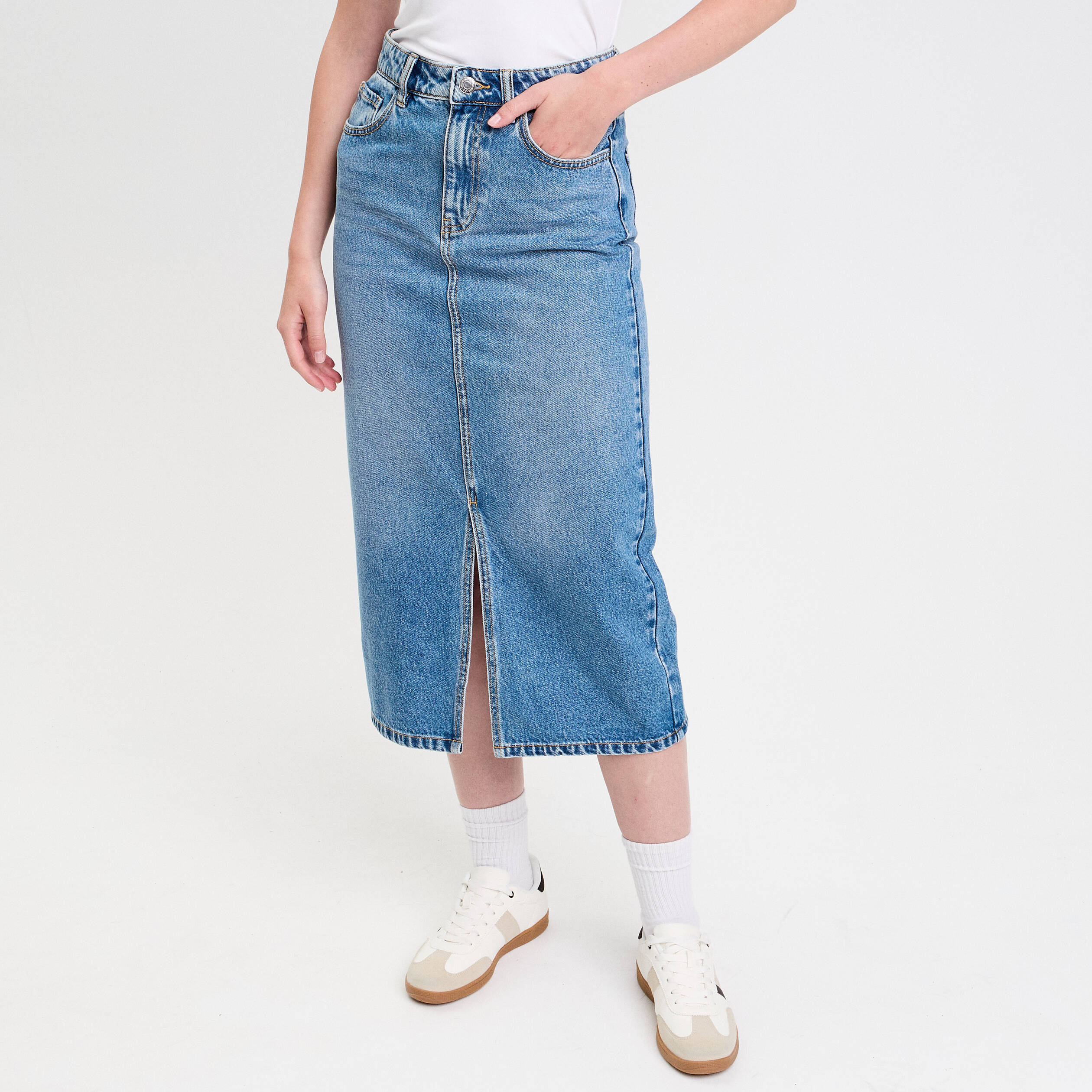 Jupe crayon taille standard denim double stone femme