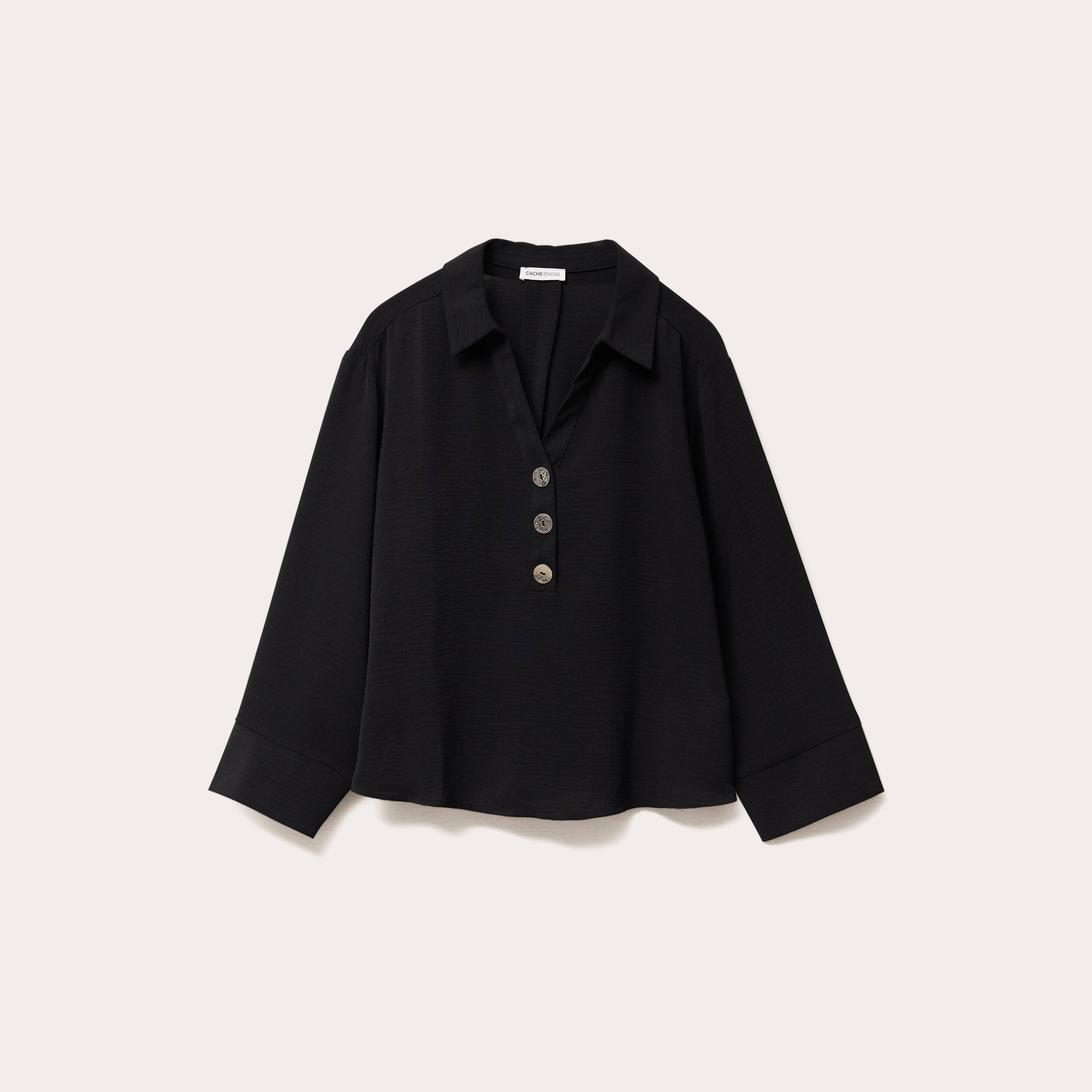 Blouse manches longues noir femme