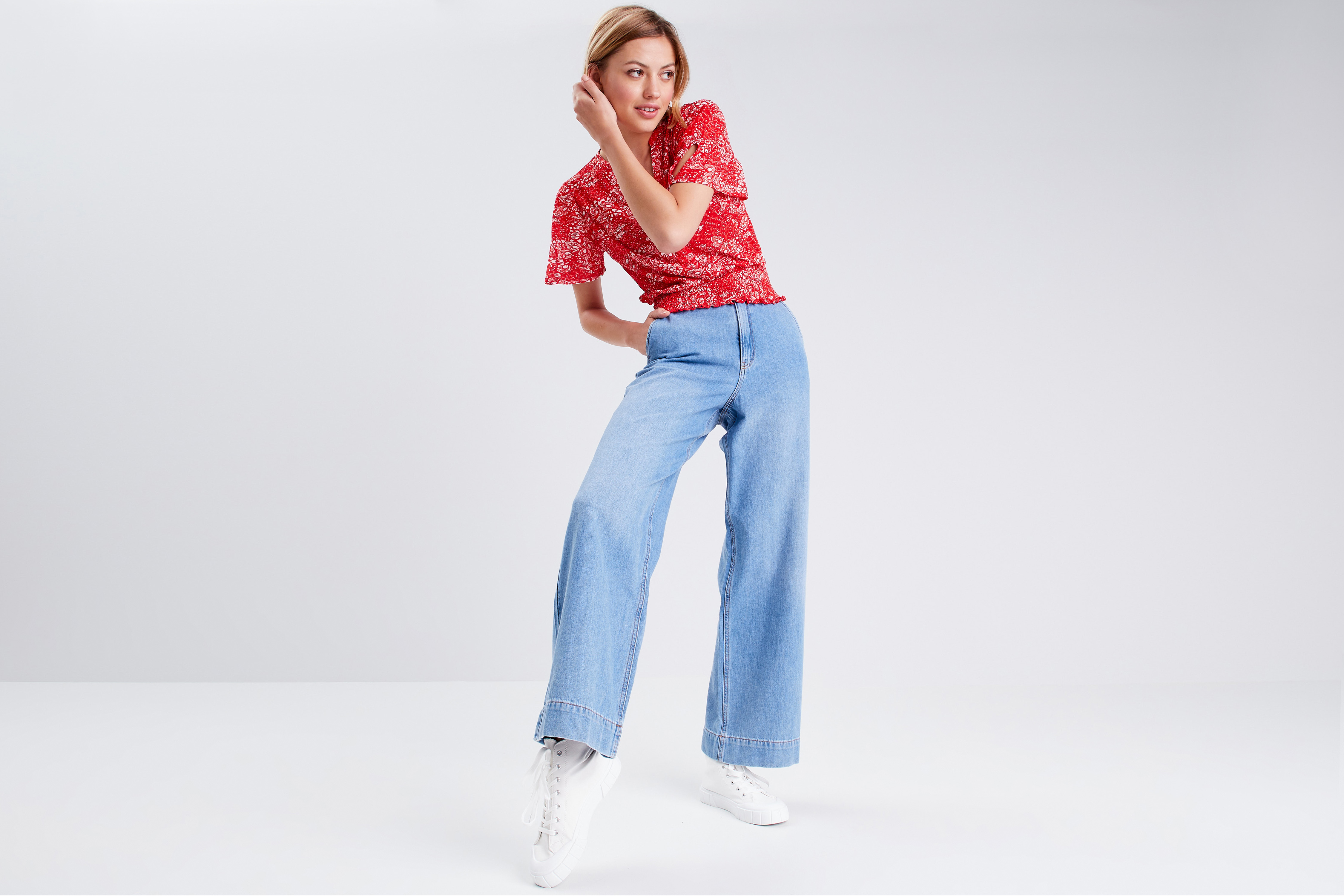 Jean Wide Leg Femme Taille Haute
