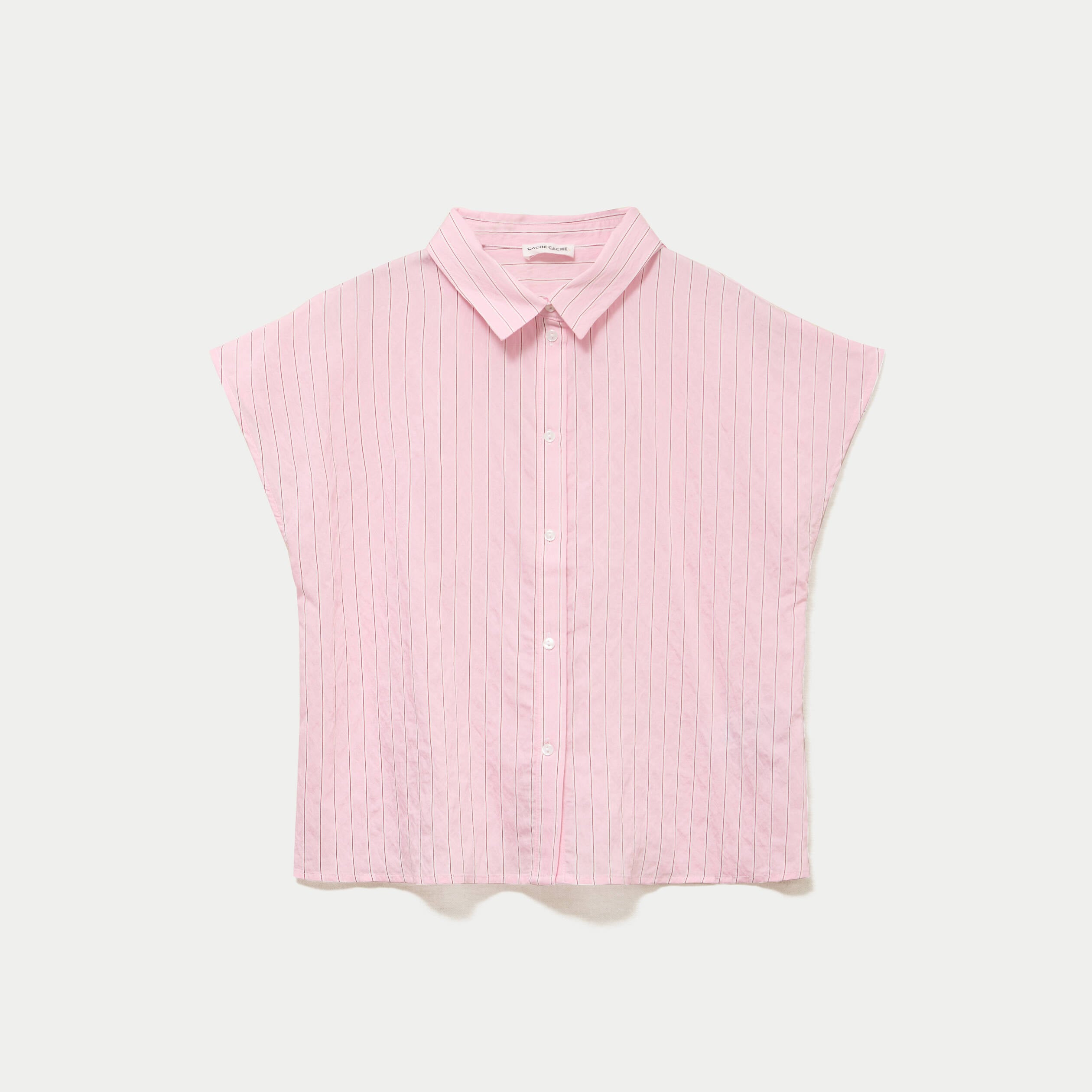 Chemise ample pliss&eacute;e manches courtes rose femme